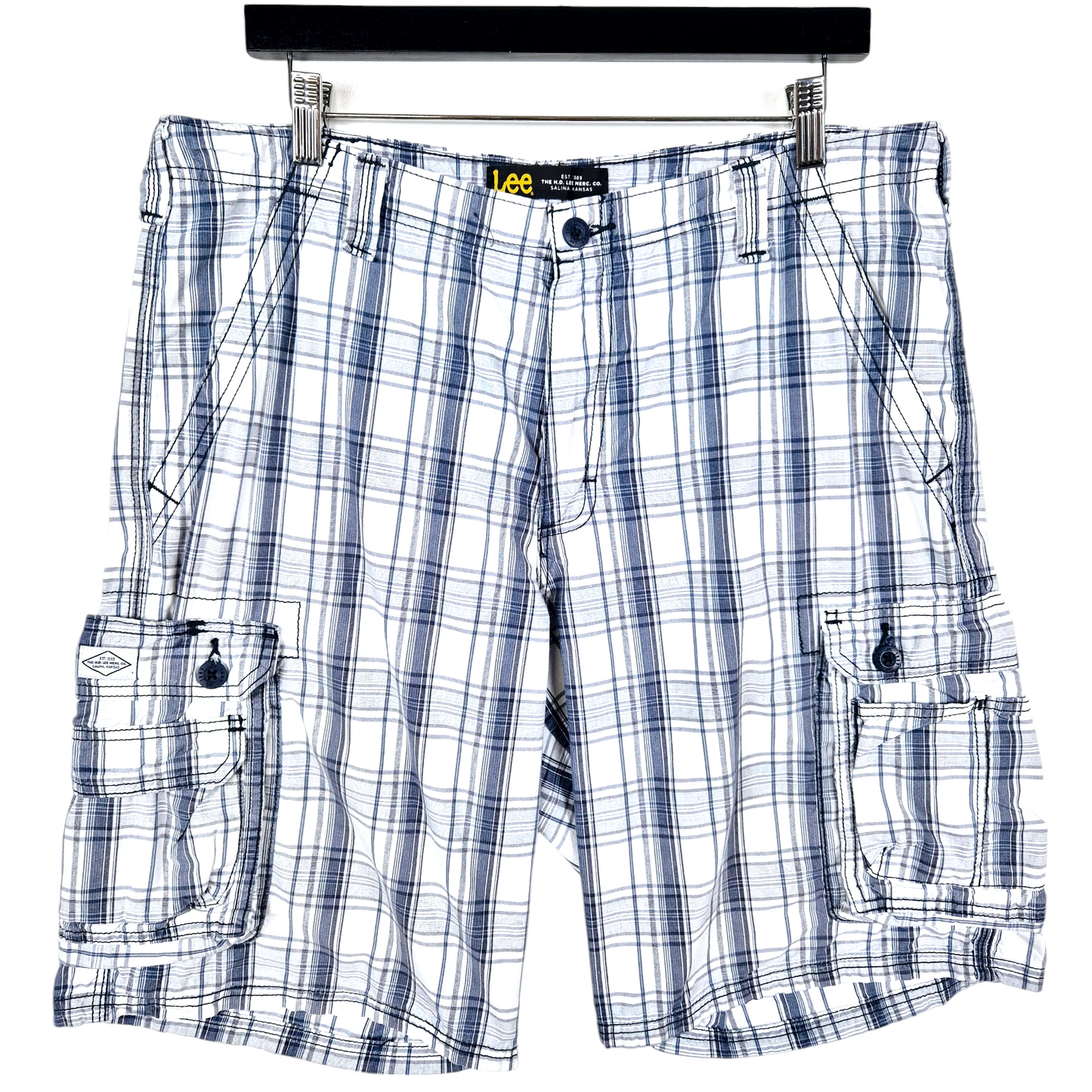 Lee Grey & White Checkered Cargo Shorts W36