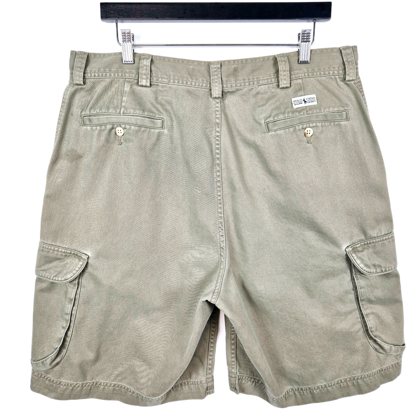 Vintage Polo Ralph Lauren 90's Khaki Green Cargo Shorts W36