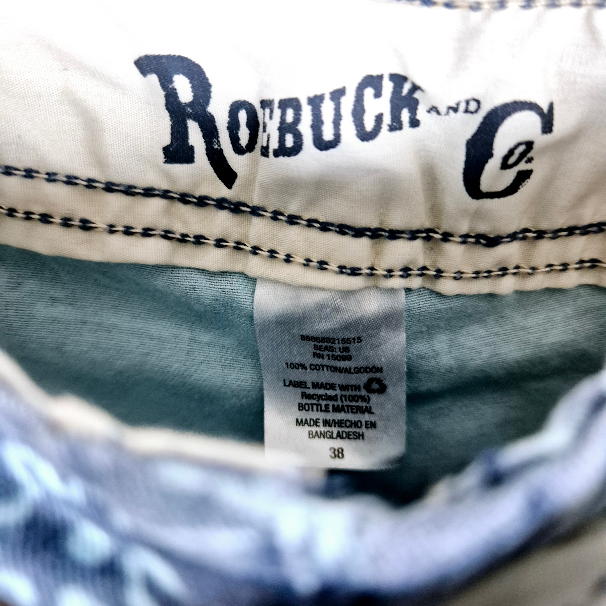 Roebuck & Co Steel Blue Tropical Pattern Cargo Shorts W39
