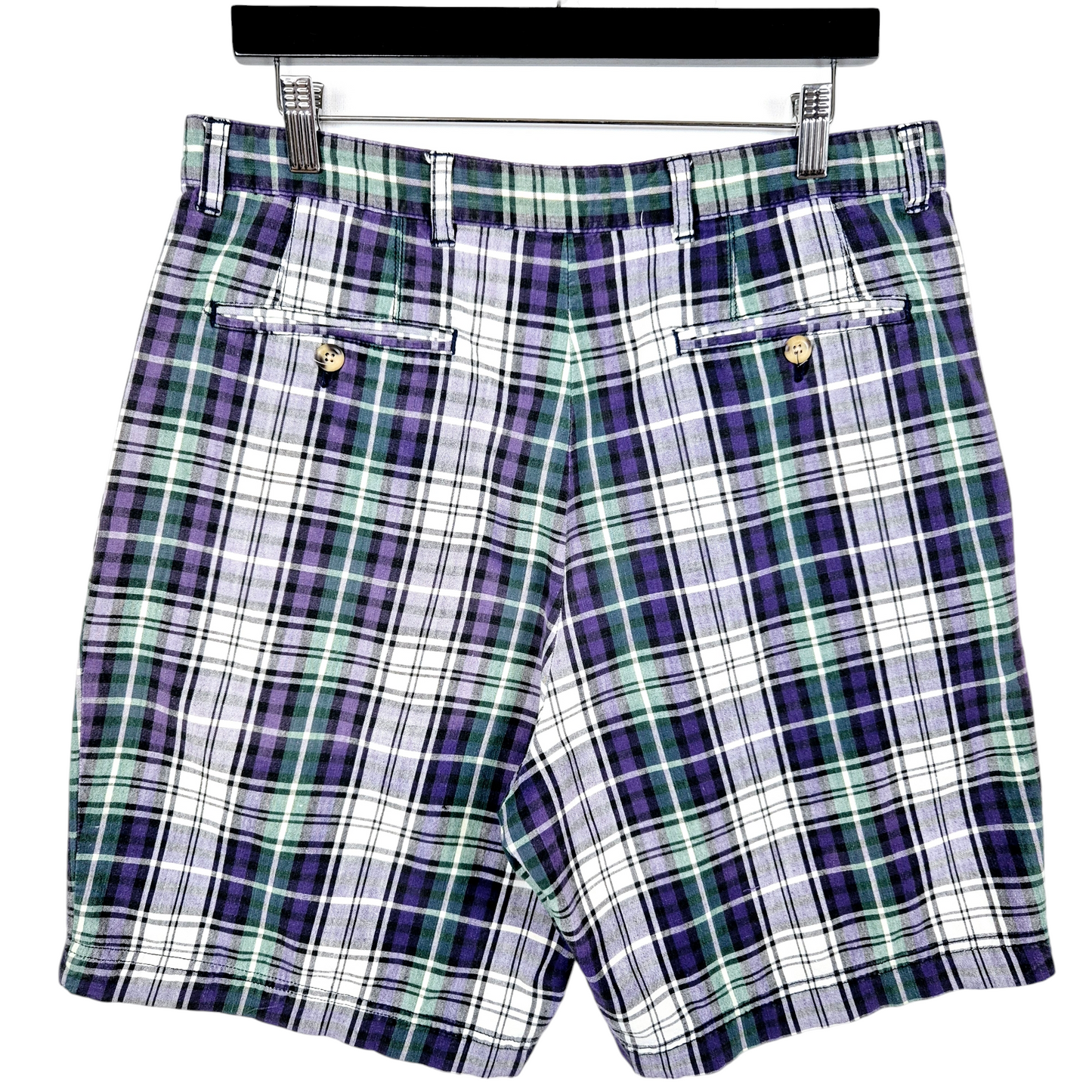 Vintage Tommy Hilfiger 90's Purple Green & Grey Checkered Chino Shorts W33