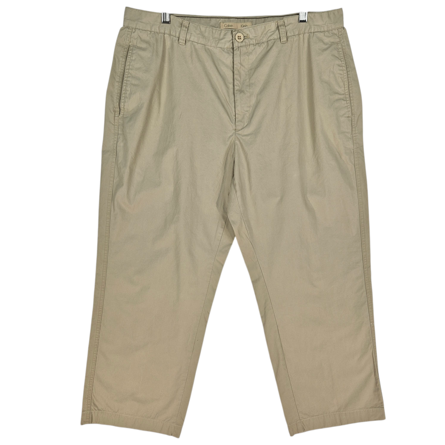 Calvin Klein Light Brown Relaxed Fit Cropped Chino Pants W35