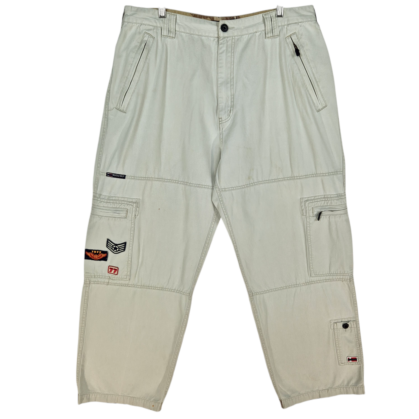 Vintage Bugle Boy 90's Cream White Cargo Pants W36