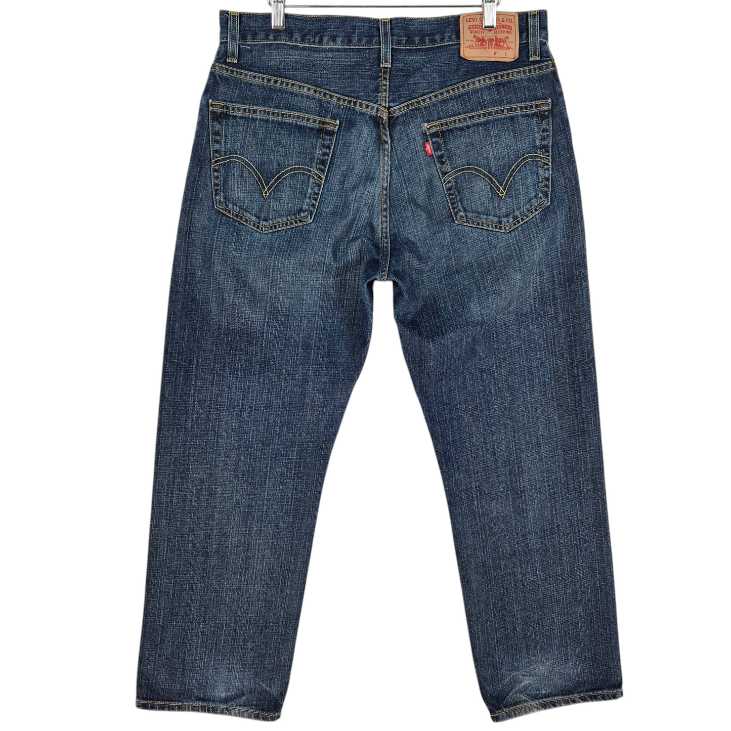 Vintage Levis 2000's Dark Blue Relaxed Straight Leg Denim Bottoms W34