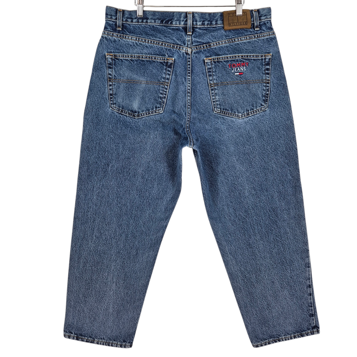 Vintage Tommy Jeans 90's Blue Relaxed Tapered Heavy Rigid Denim Bottoms W37