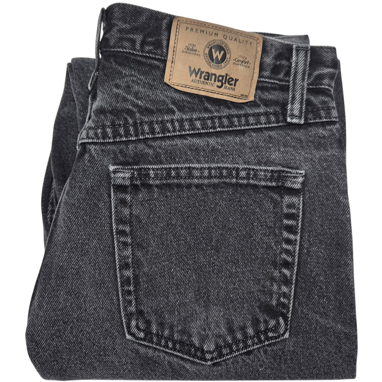 Vintage Wrangler Jeans Dark Grey Classic Heavy Rigid Denim Bottoms W30