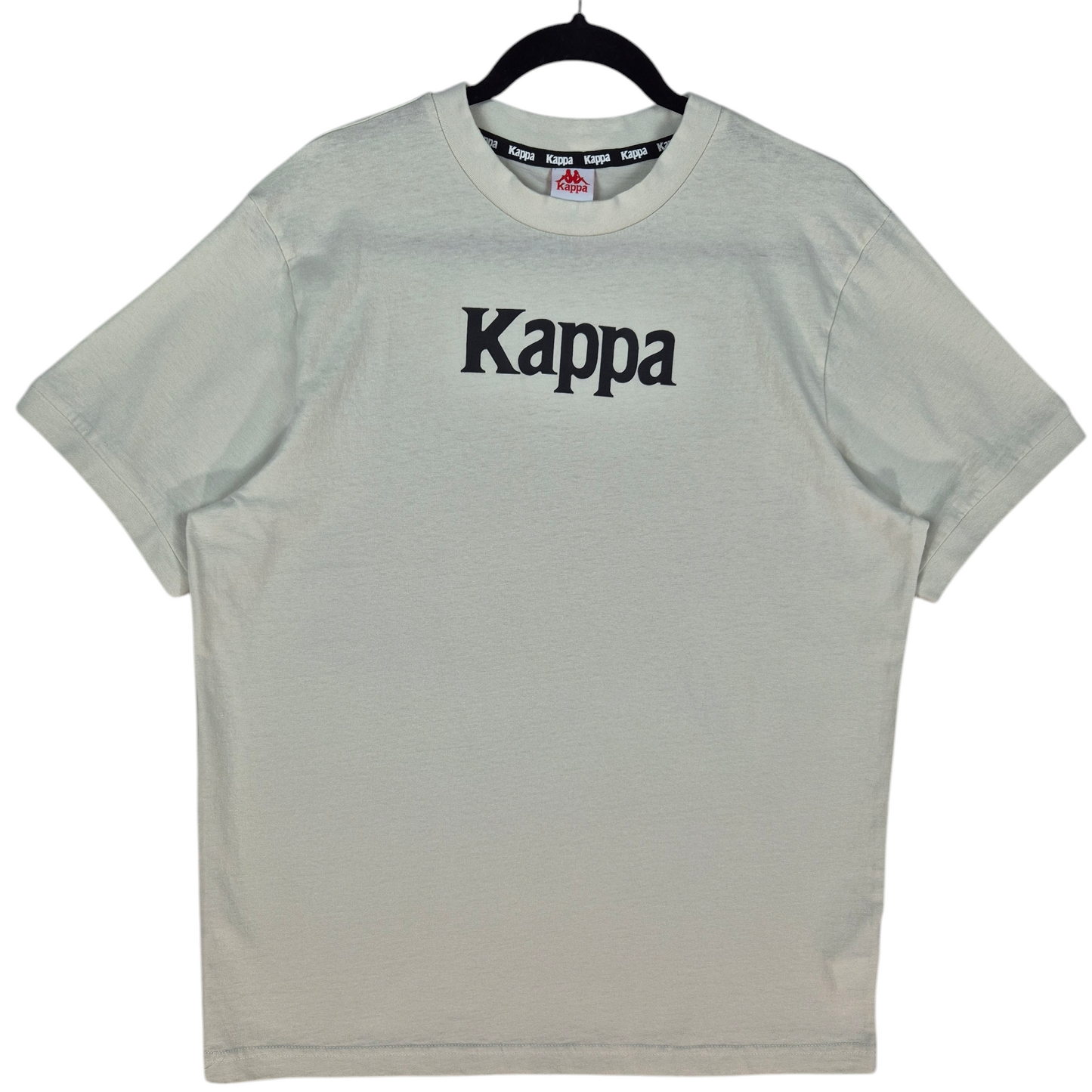 Kappa Cream White Taped Back Cotton Tee Shirt Size L