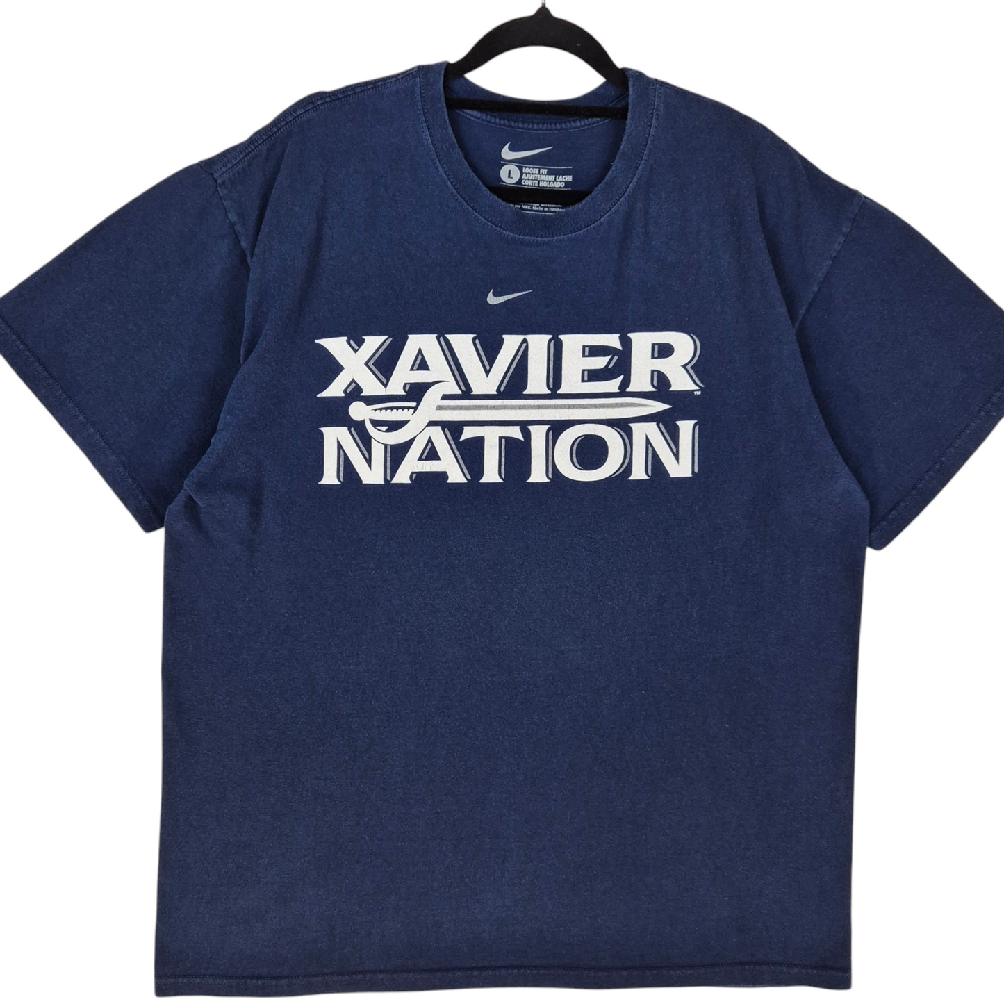 Nike 2009 Xavier Nation Dark Blue Loose Fit Cotton Tee Shirt Size L