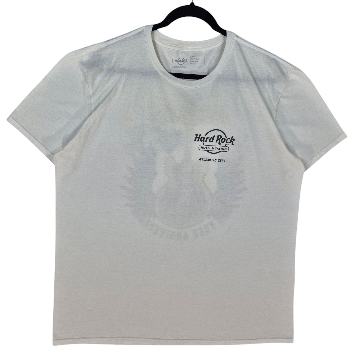 Hard Rock Cafe Atlantic City White Cotton Tee Shirt Size XL