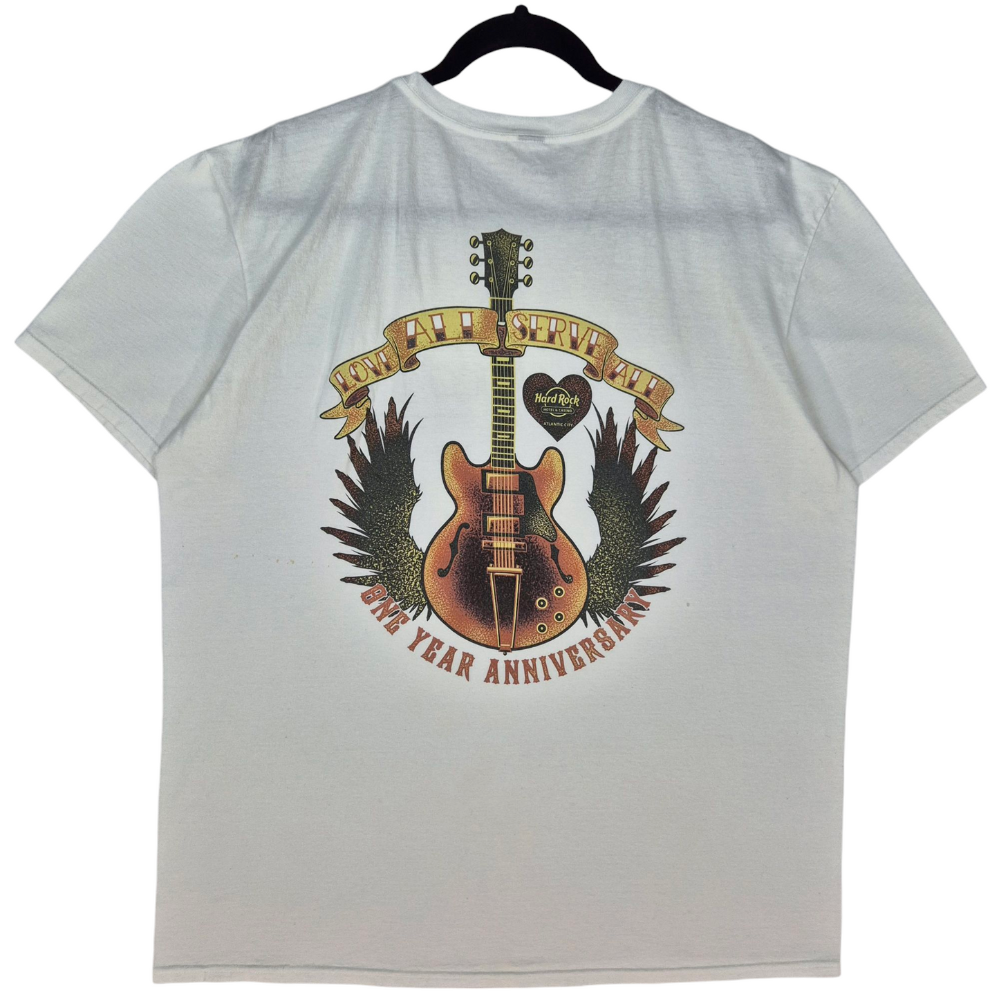 Hard Rock Cafe Atlantic City White Cotton Tee Shirt Size XL