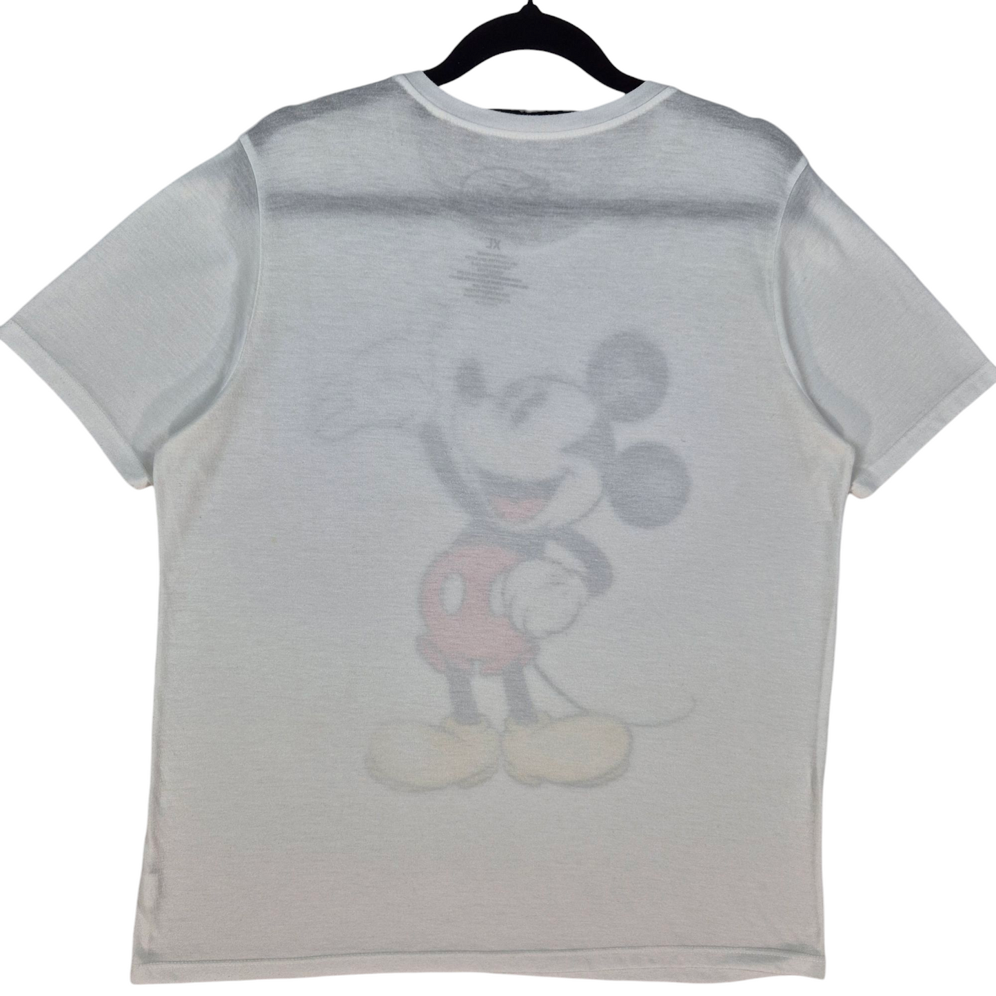 Disney Mickey Mouse Womens White Stretch Tee Shirt Size XL
