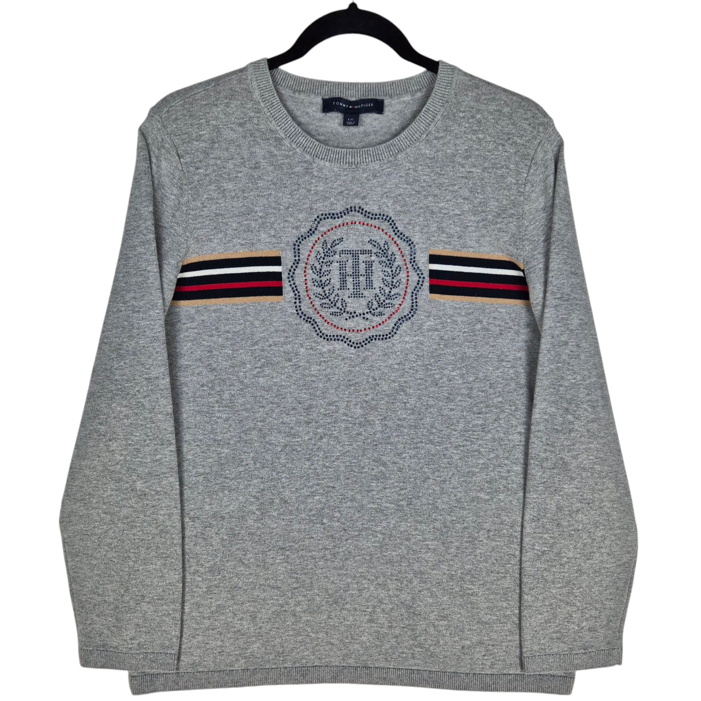 Tommy Hilfiger Womens Grey Crewneck Knit Sweater Size L