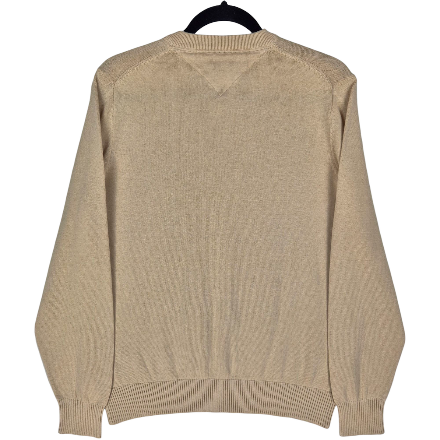 Tommy Hilfiger Cream Brown V Neck Knit Sweater Size S