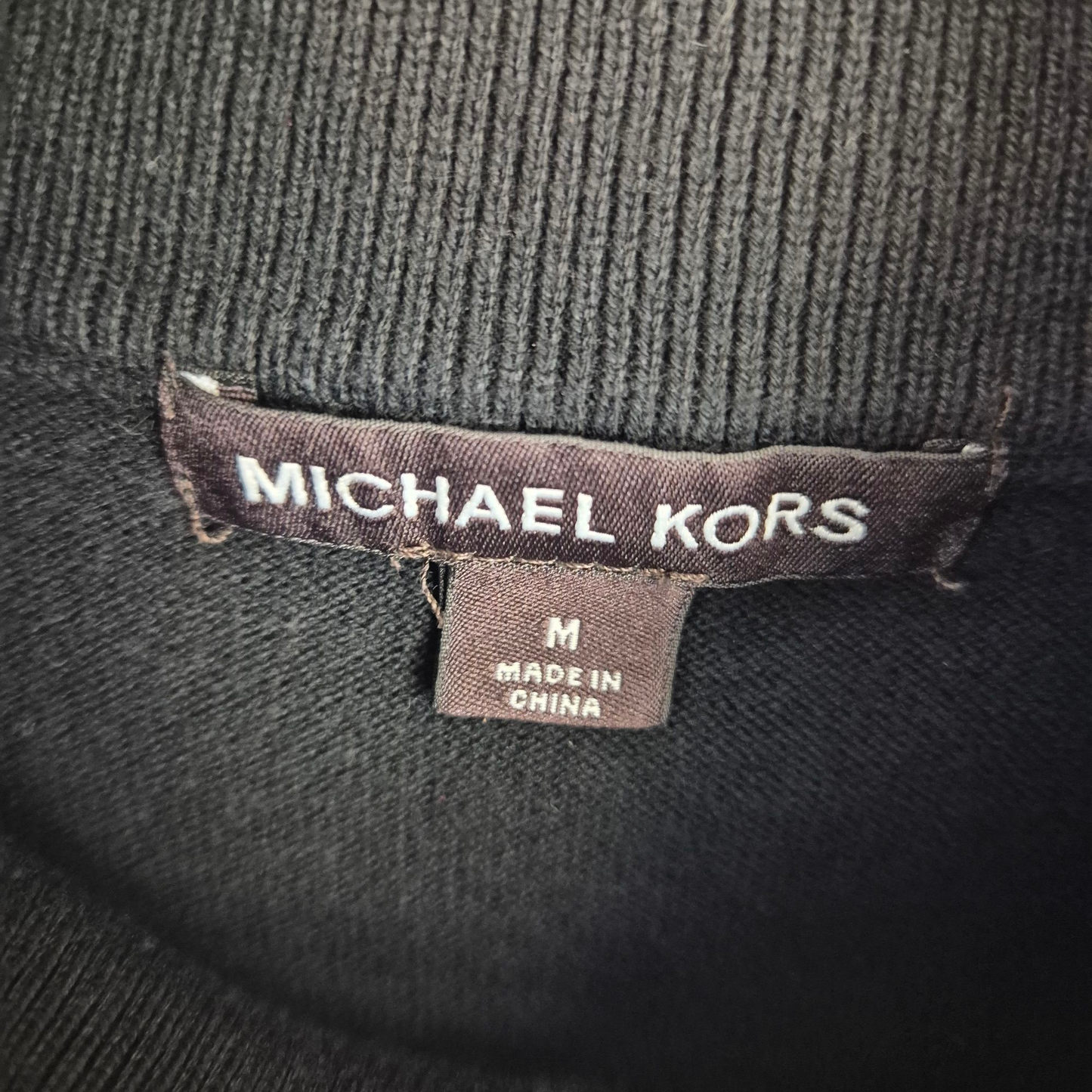 Michael Kors Black Quarter Zip Knit Sweater Size M