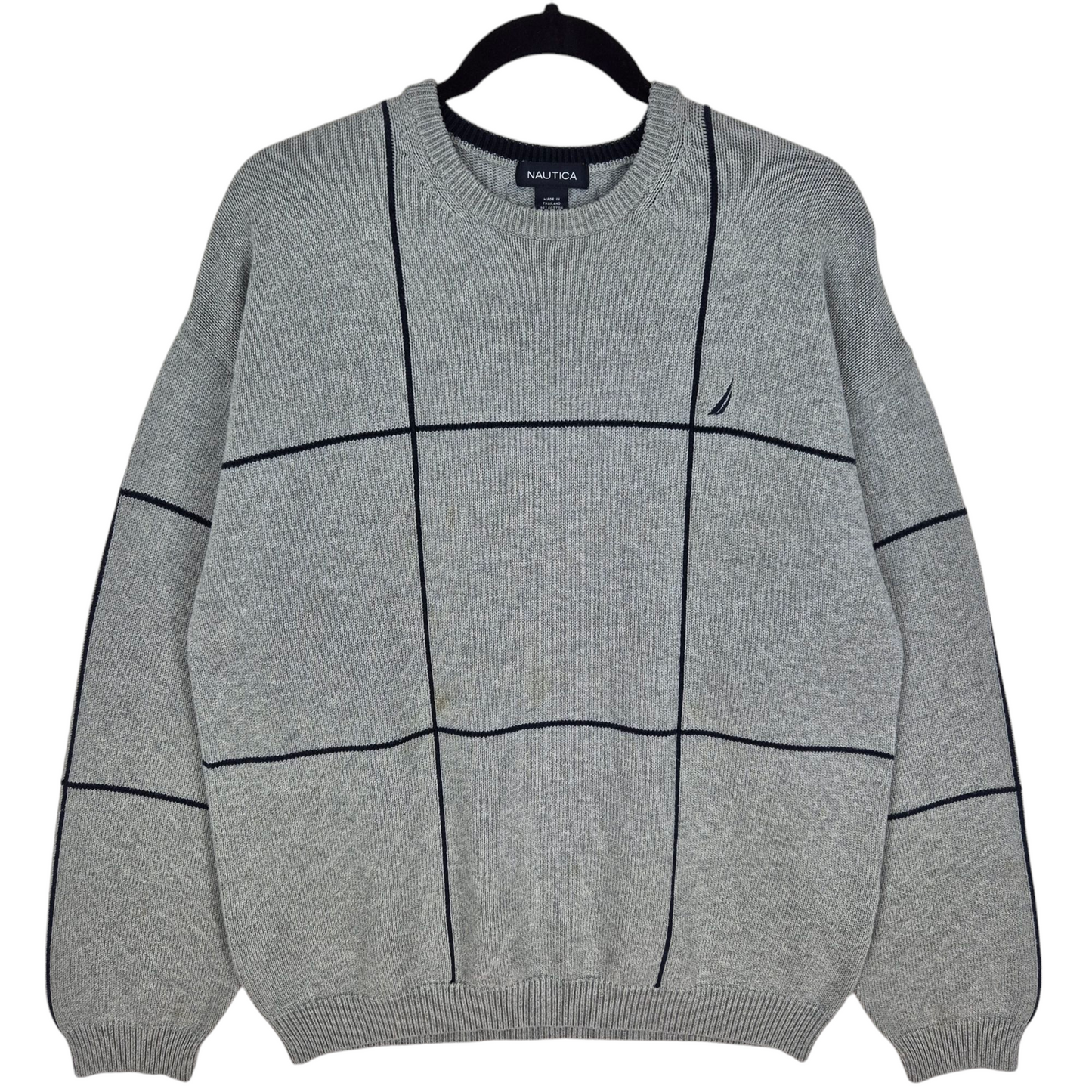 Vintage Nautica Grey Crewneck Knit Sweater Size L