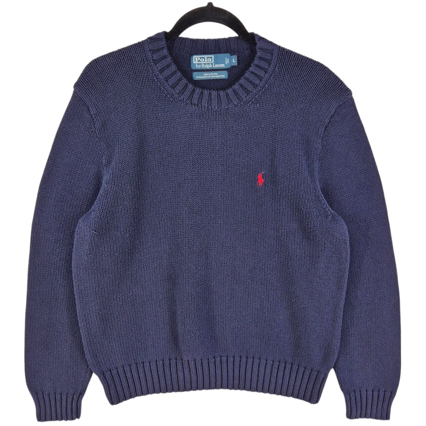 Vintage Polo Ralph Lauren 90's Dark Blue Crewneck Knit Sweater Size L