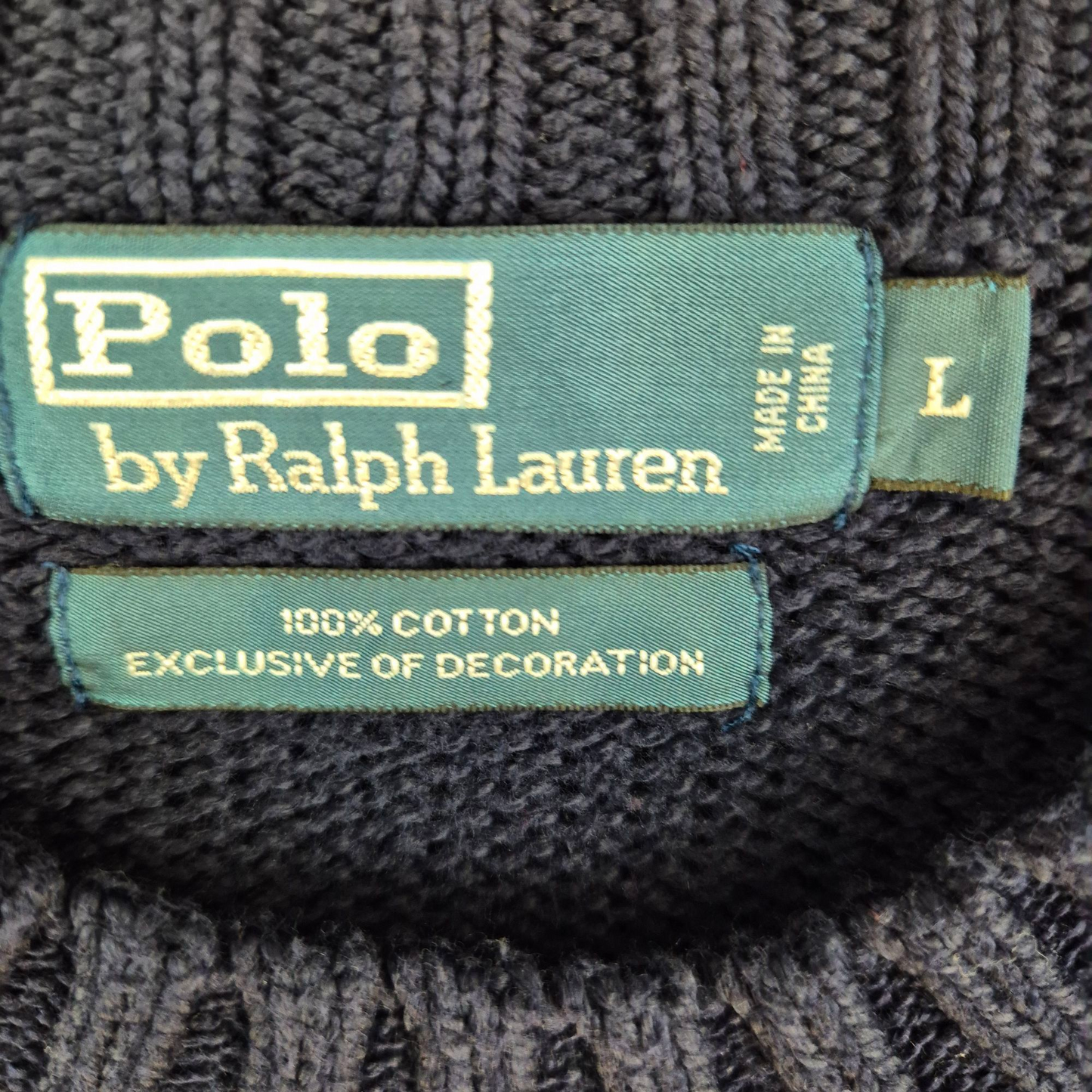 Vintage Polo Ralph Lauren 90's Dark Blue Crewneck Knit Sweater Size L
