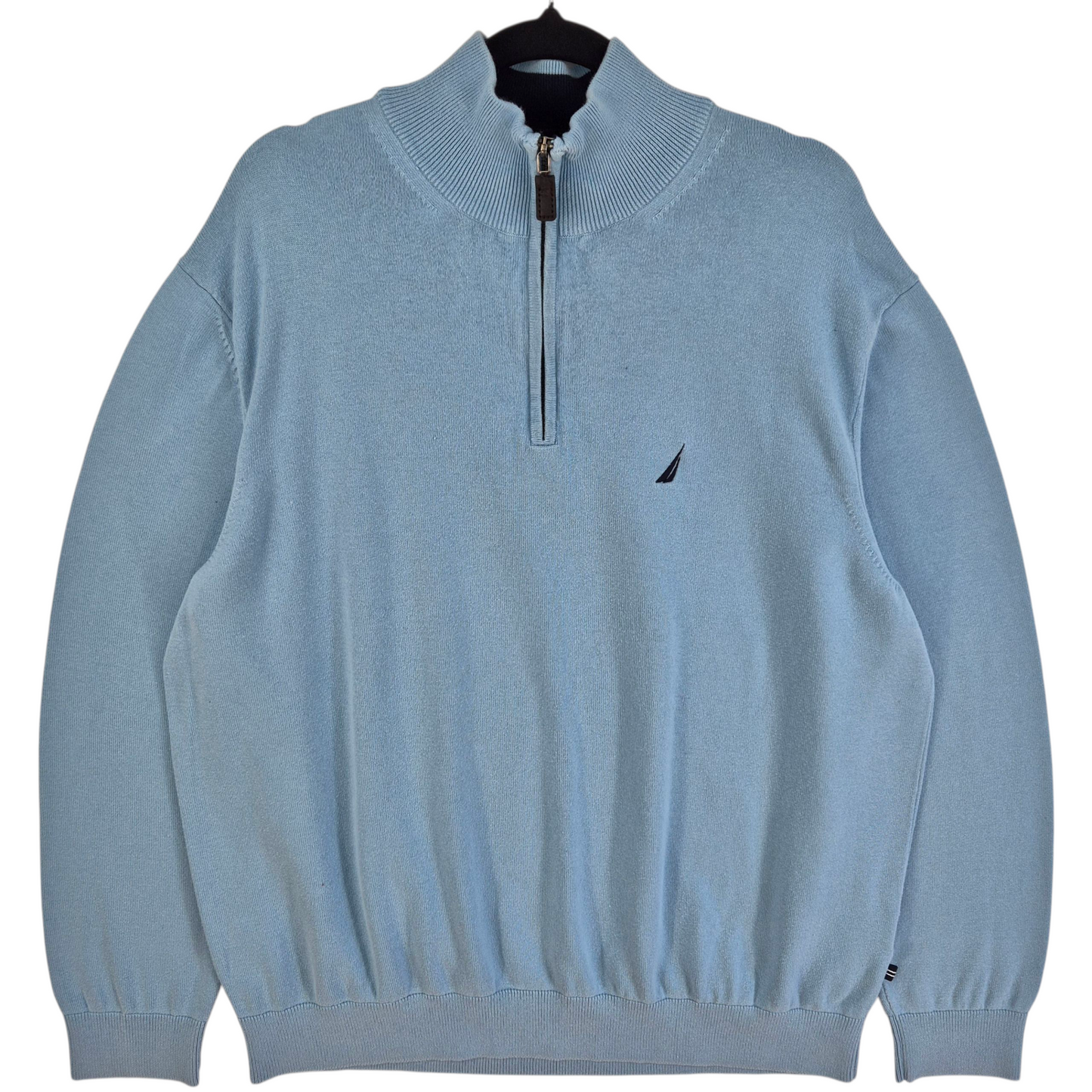 Nautica Sky Blue Quarter Zip Knit Sweater Size XL