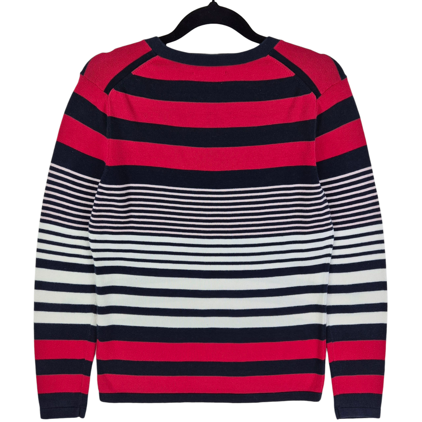 Tommy Hilfiger Womens Red White & Blue Striped V Neck Knit Sweater Size M
