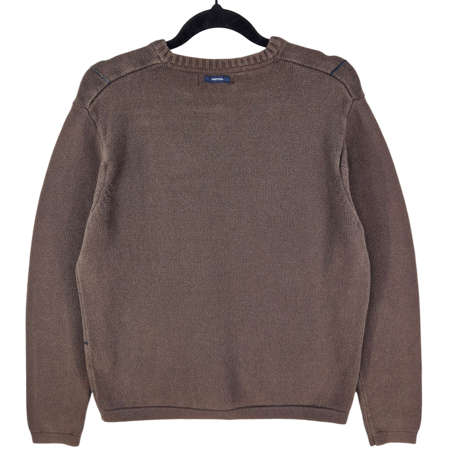 Nautica Brown V Neck Square Cut Knit Sweater Size S