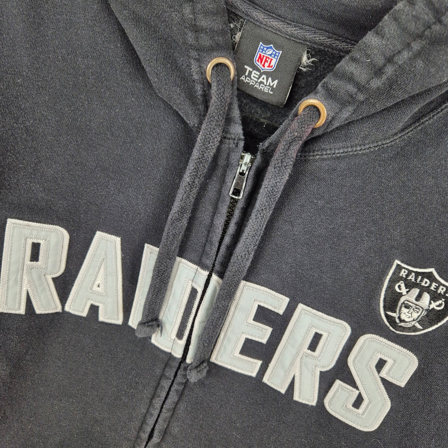 NFL Team Apparel Oakland Raiders Black Cotton Zip Hoodie Size 2XL