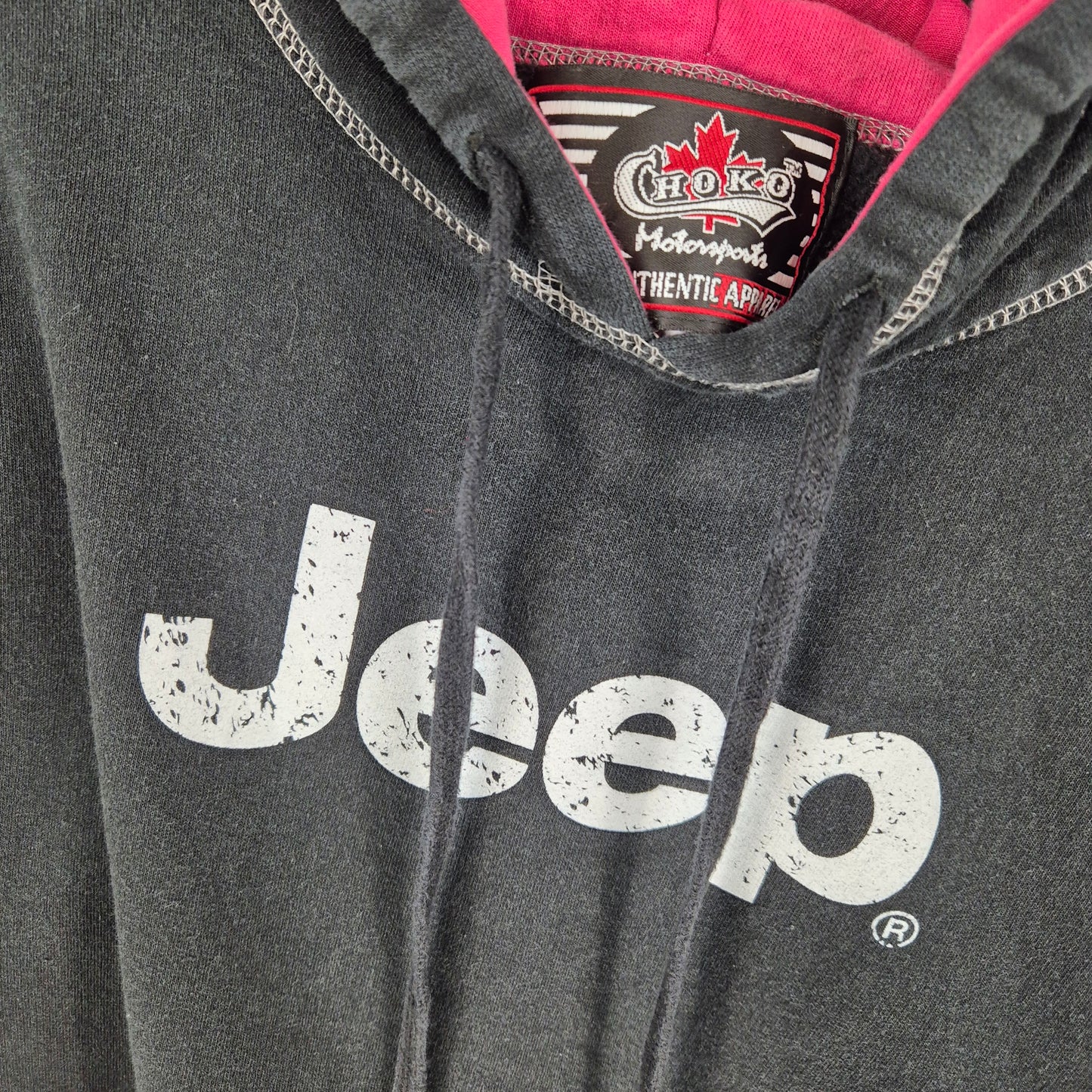 Jeep Motorsport Black & Pink Cotton Hoodie Size 2XL