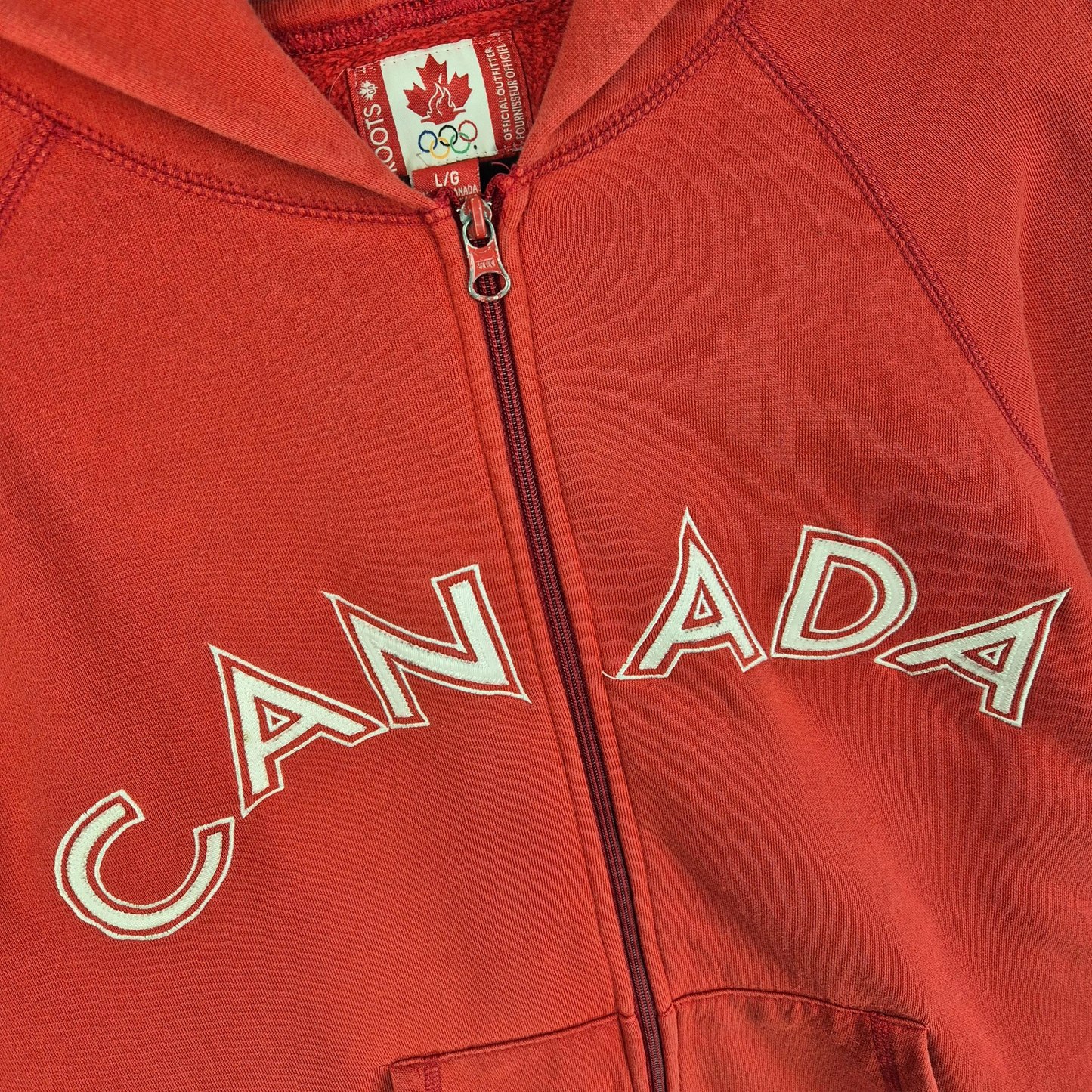 Vintage 2004 Canada Olympic Team Red Zip Hoodie Size L