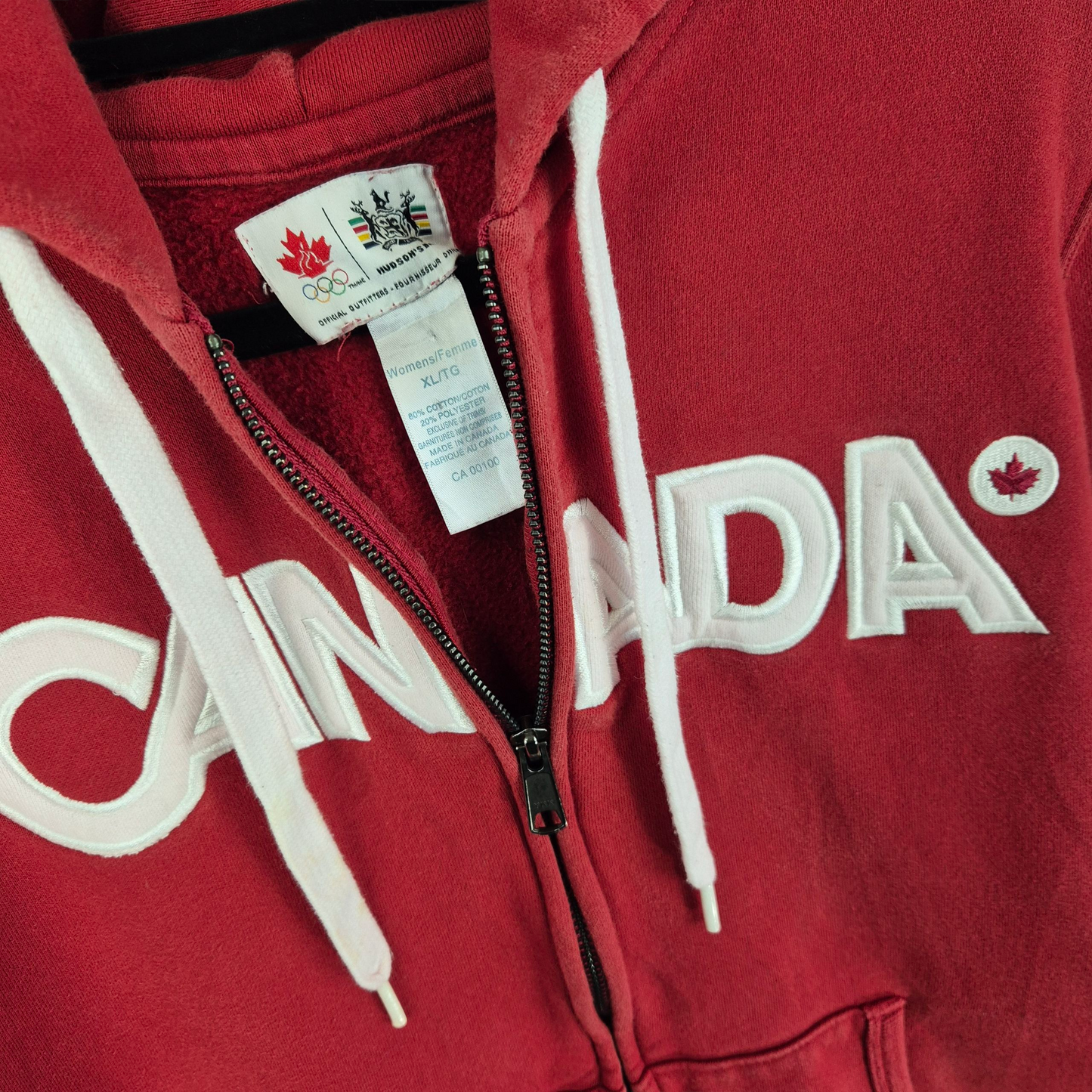 2010 Canada Olympic Team Womens Red Zip Hoodie Size XL