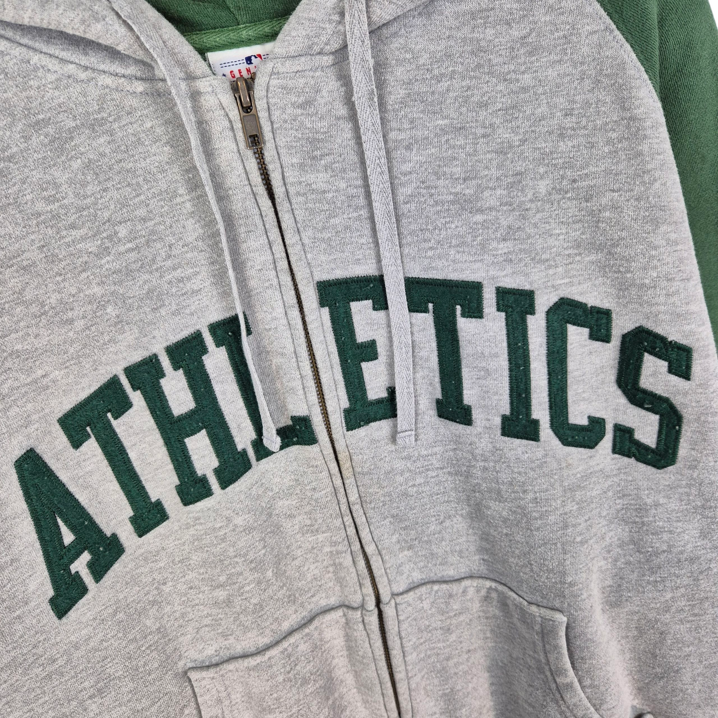 Majestic MLB Oakland Athletics Green & Grey Zip Hoodie Size 3XL