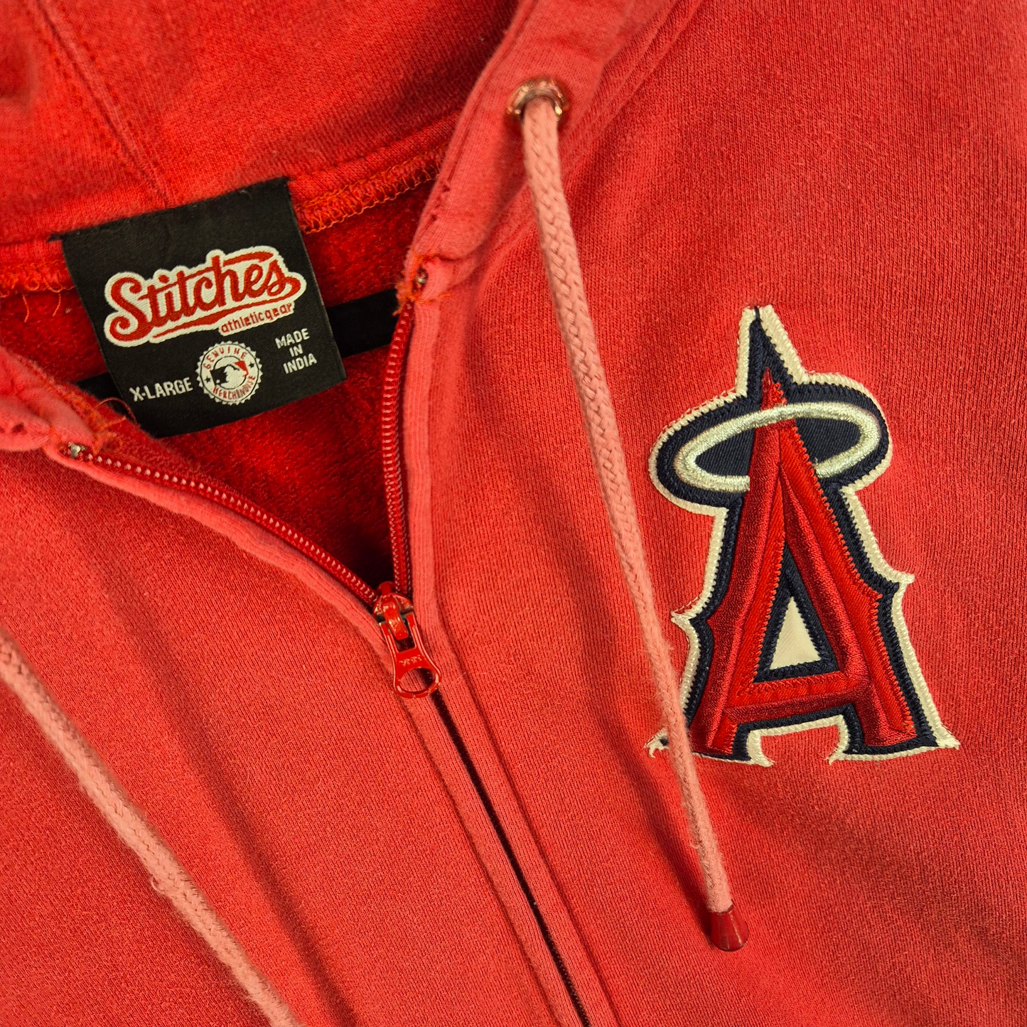 Stitches MLB Los Angeles Angels Red Zip Hoodie Size XL