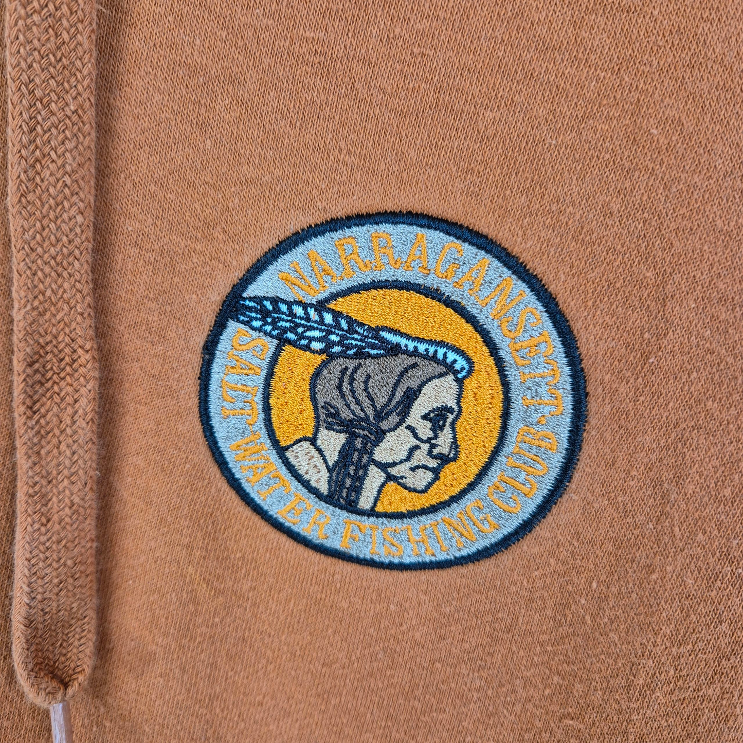 Vintage Majestic 90's Clay Brown Narragansett Fishing Club Hoodie Size XL