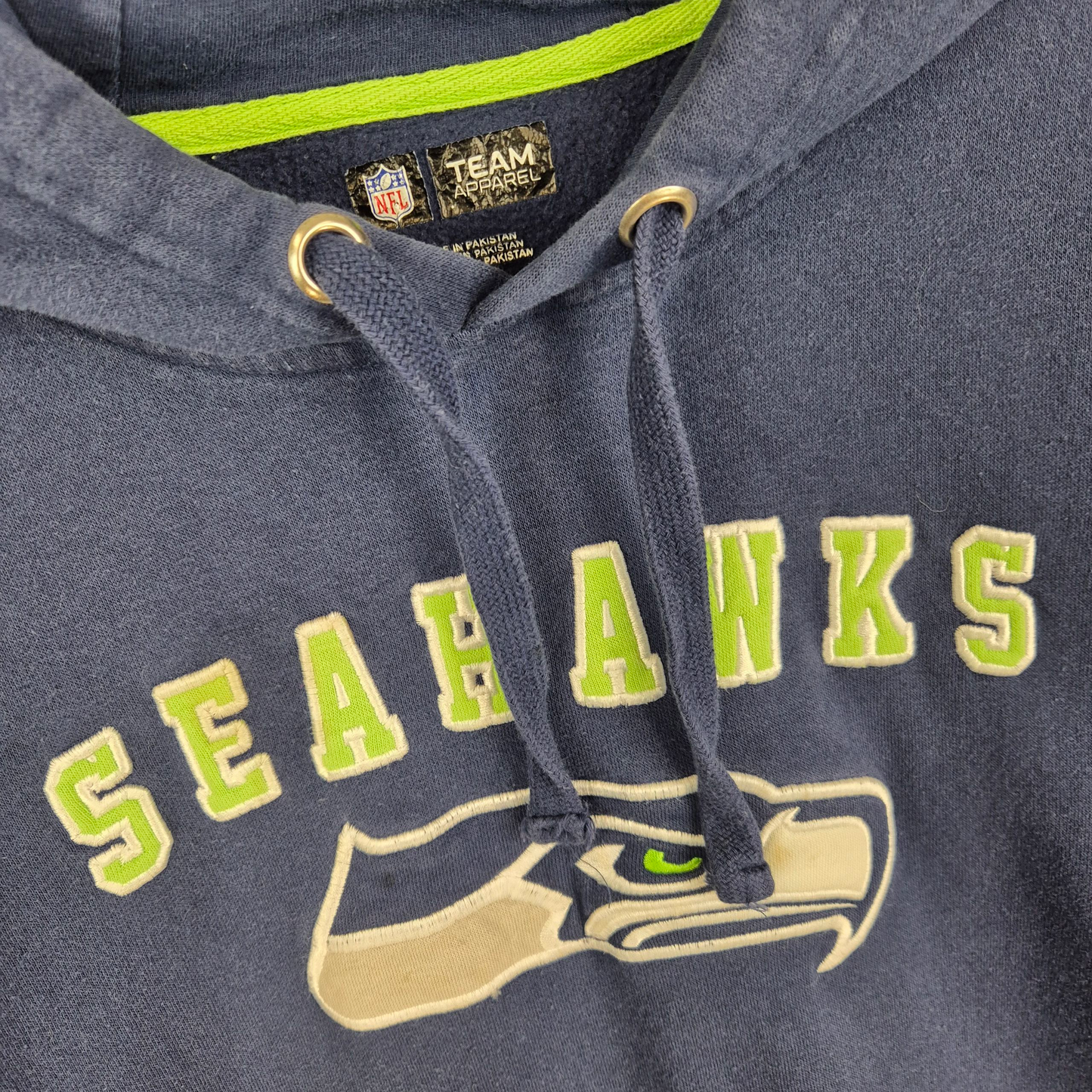 NFL Team Apparel Seattle Seahawks Dark Blue Embroidered Hoodie Size L
