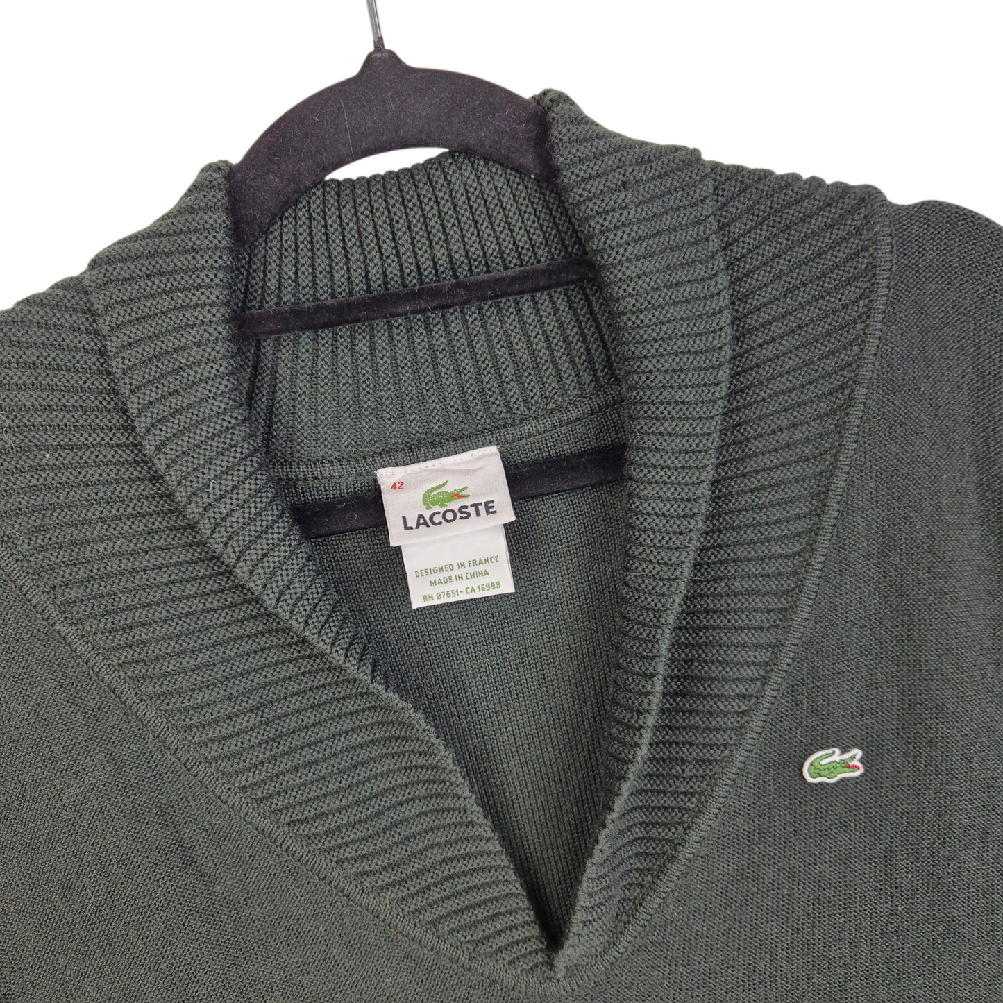 Lacoste Womens Dark Green Oversized Knit Top Size L