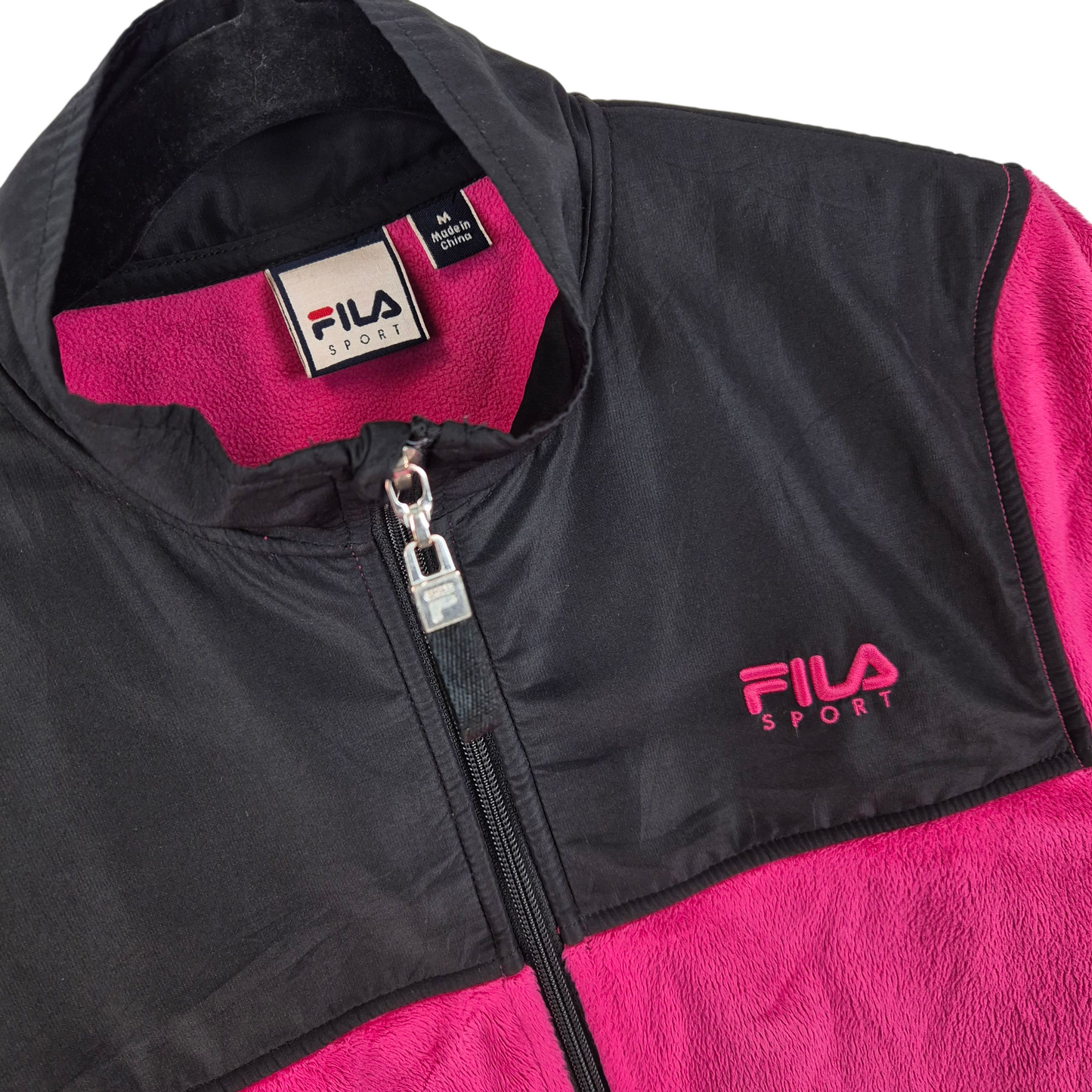 FILA Sport Womens Pink Mink Fleece Zip Jumper Size M