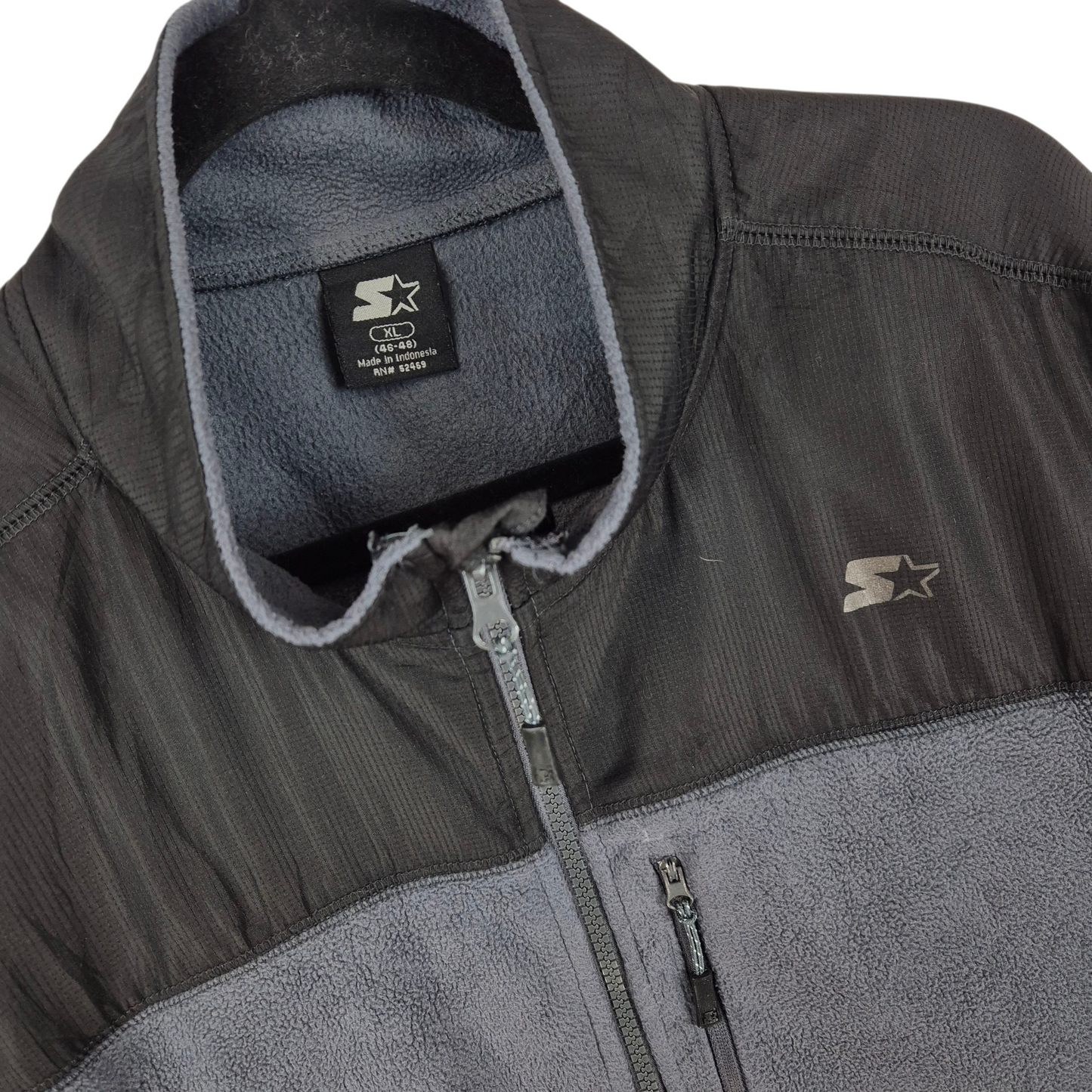 Vintage Starter 2000's Grey & Black Fleece Zip Jumper Size XL