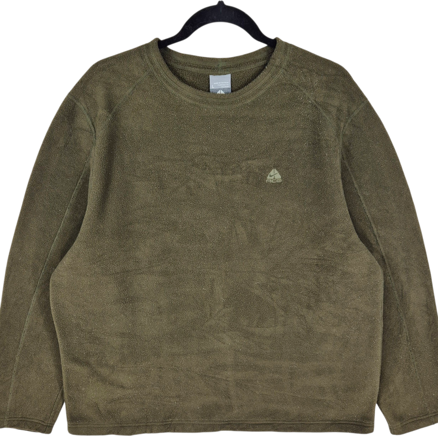 Vintage Nike ACG 2000's Khaki Green Fleece Crewneck Sweater Size L