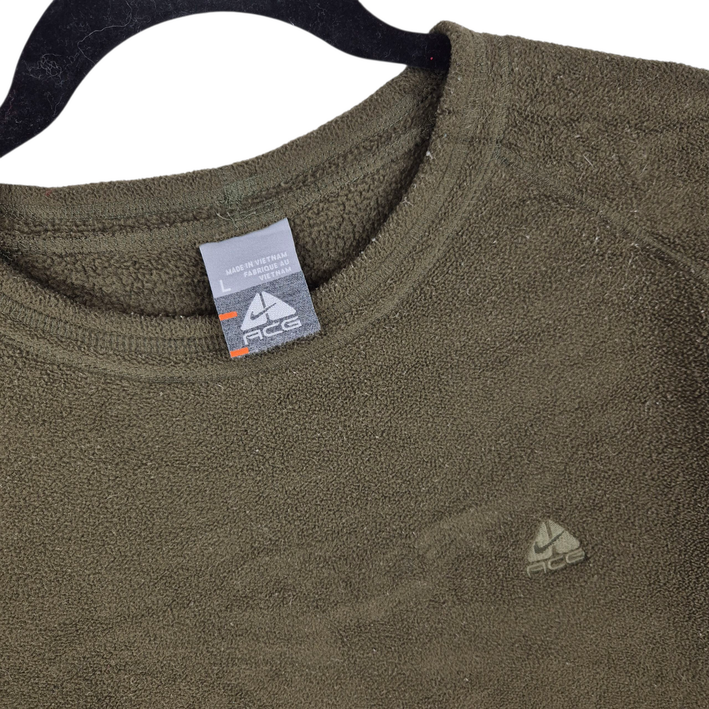 Vintage Nike ACG 2000's Khaki Green Fleece Crewneck Sweater Size L