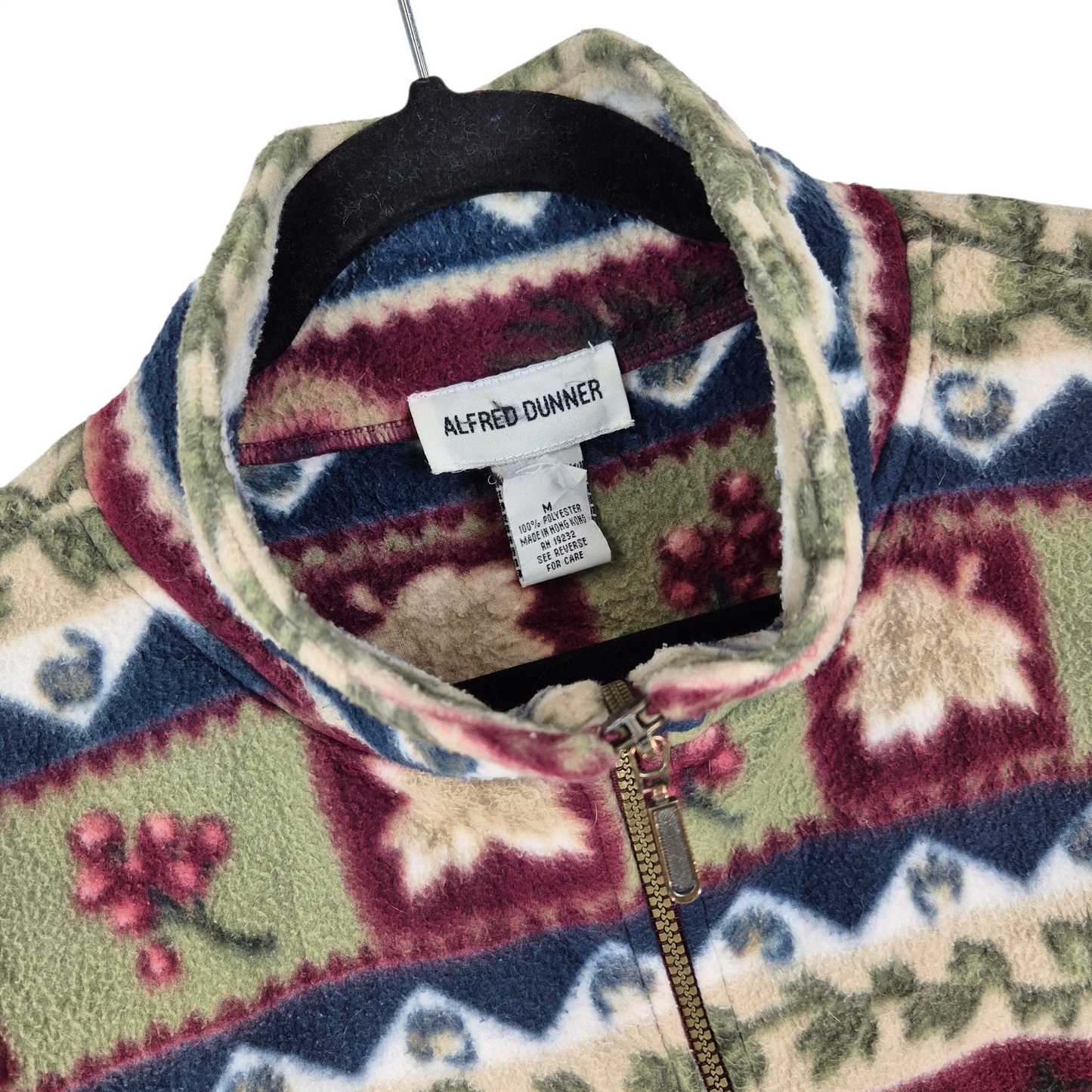 Vintage Alfred Dunner 90's Red Green & Blue Fleece Zip Jacket Size M