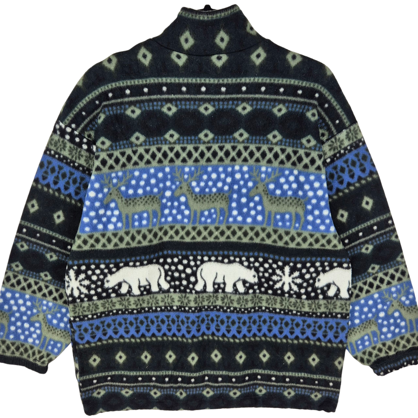 Vintage Bayou Canada 80's Green & Blue Tall Fleece Jumper Size M