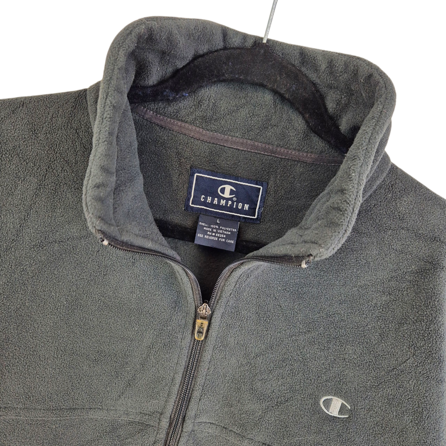 Vintage Champion Grey Fleece Zip Jumper Size L