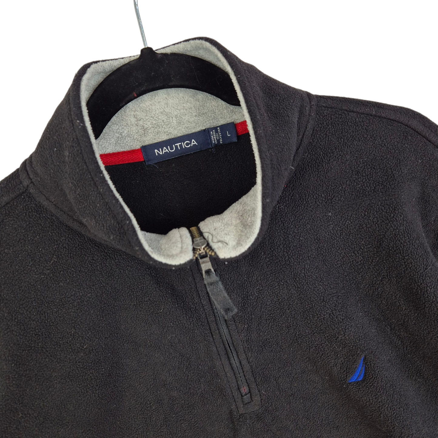 Nautica Black Quarter Zip Fleece Jumper Size L
