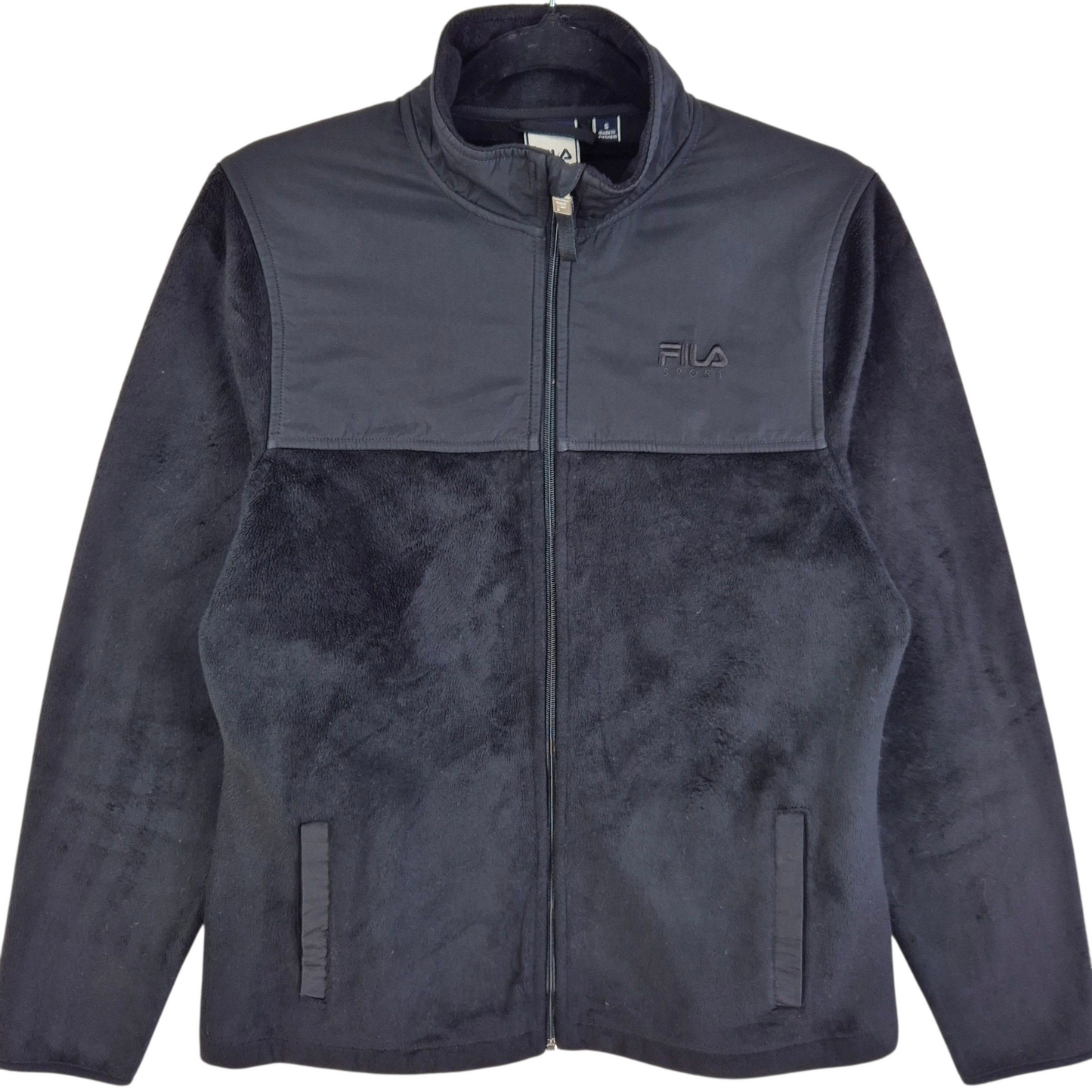 FILA Sport Womens Black Mink Fleece Zip Jumper Size S