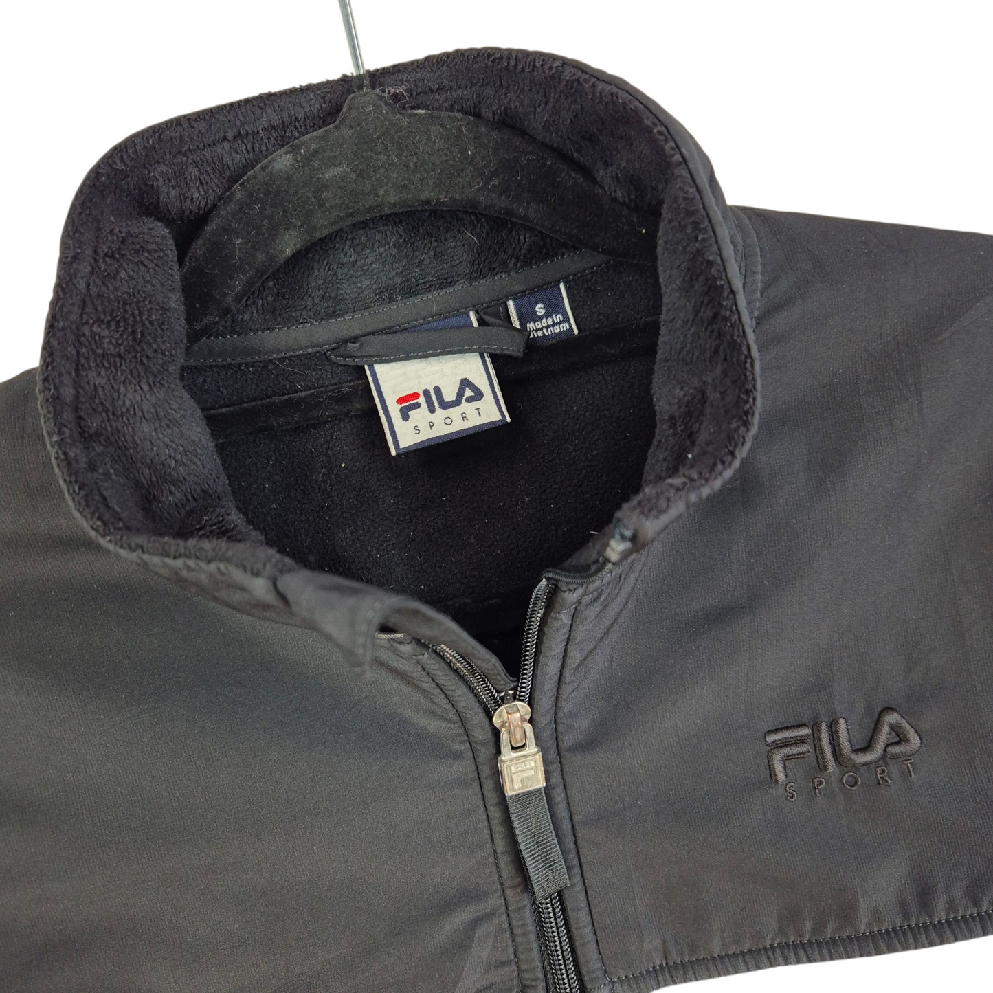 FILA Sport Womens Black Mink Fleece Zip Jumper Size S