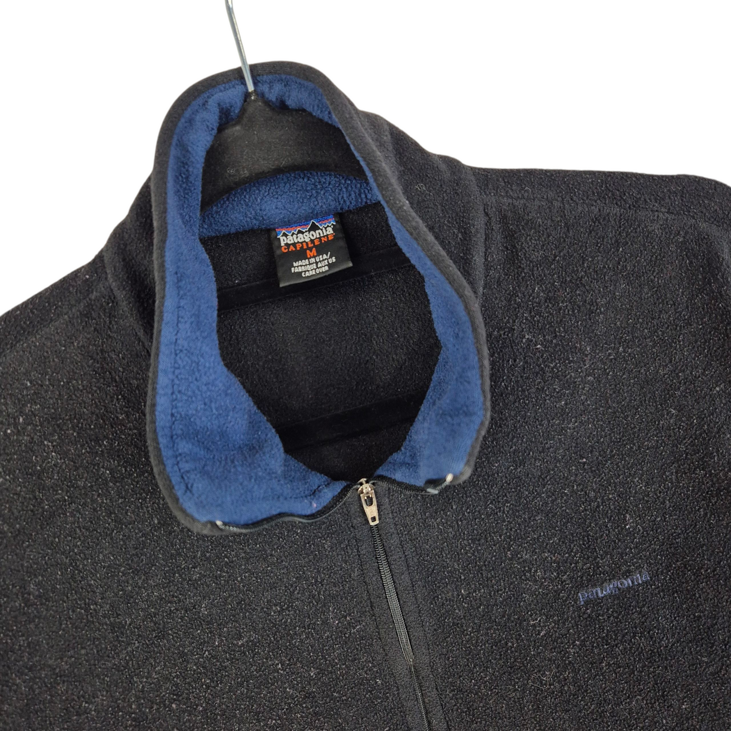 Vintage Patagonia 90's Womens Black USA Made Light Fleece Zip Jumper Size M