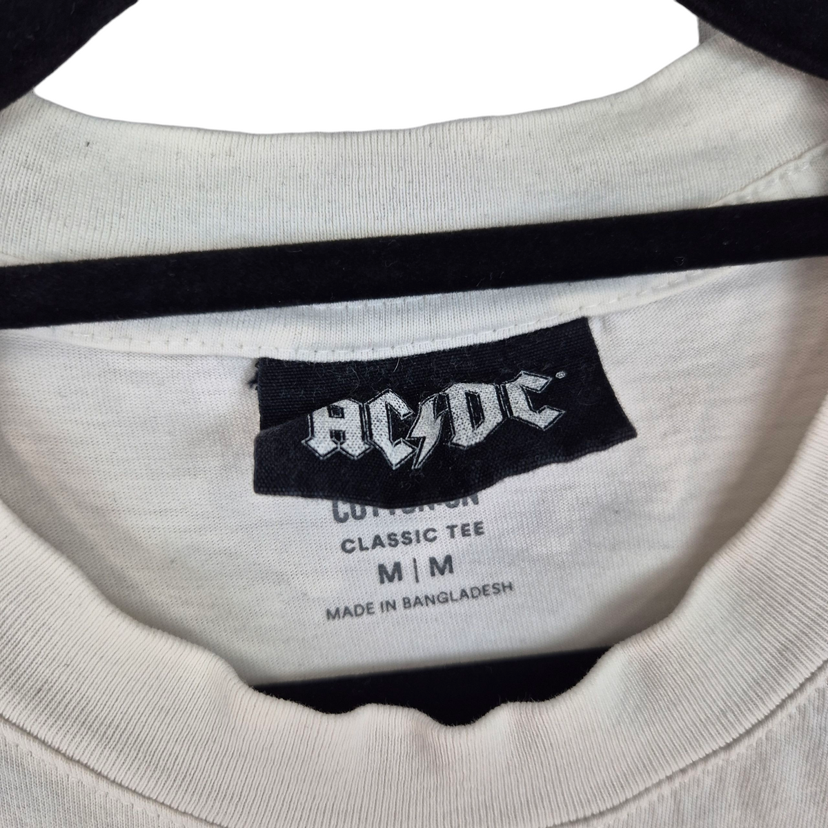 ACDC Back in Black Womens White Cotton Tee Shirt Size M