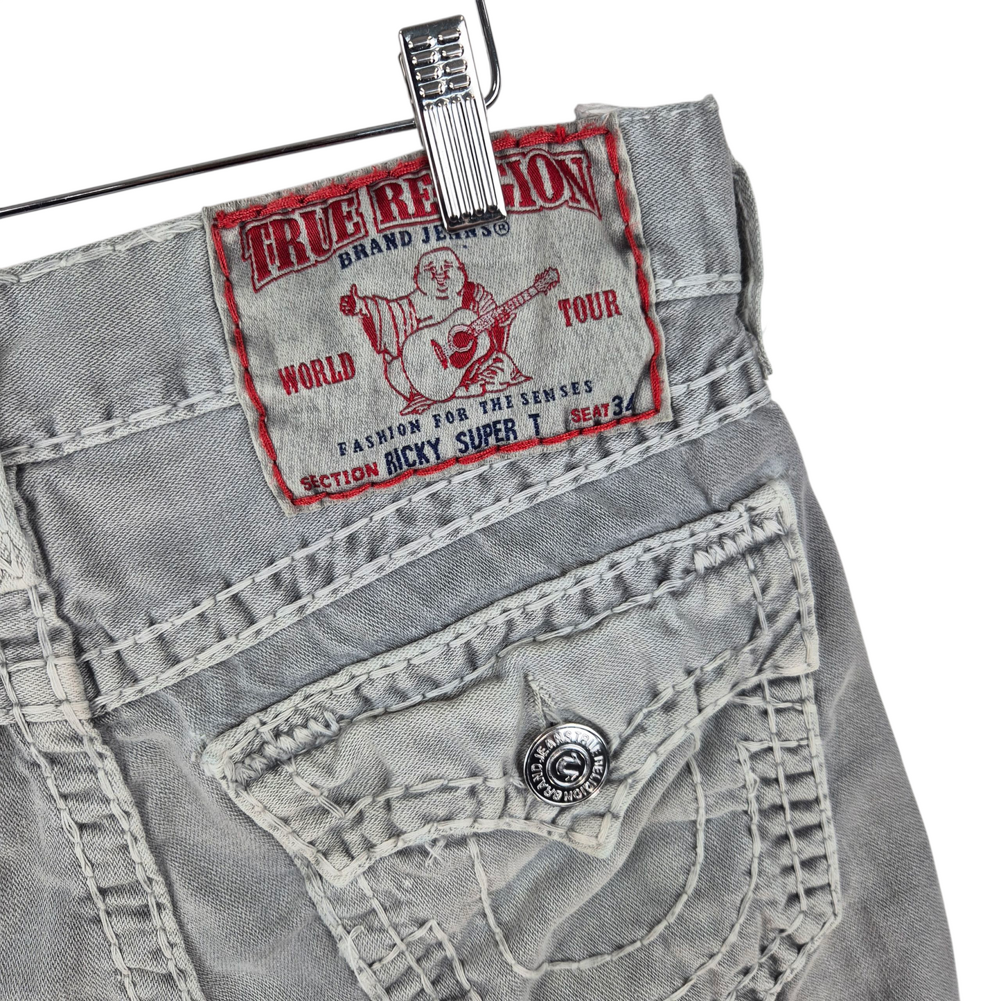 Vintage True Religion Jeans Grey USA Made Regular Straight Leg Denim W31