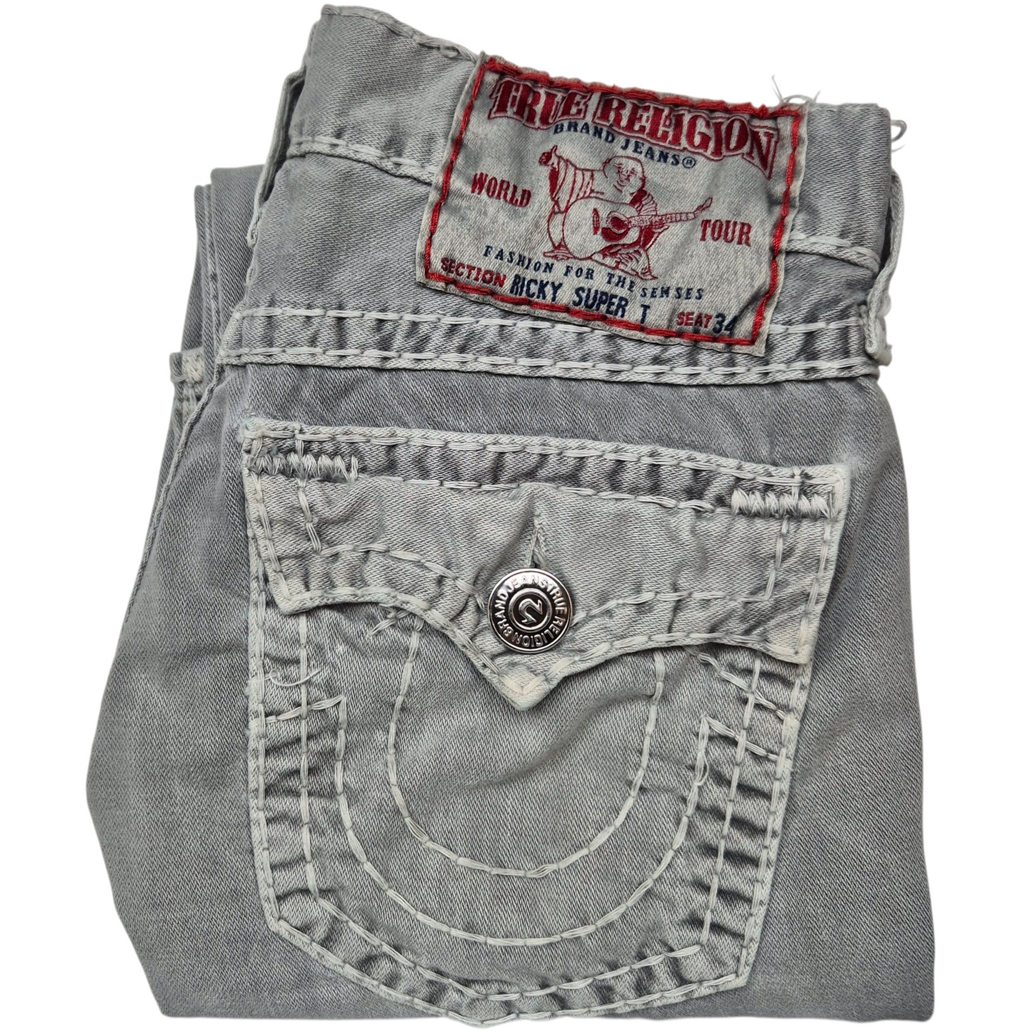 Vintage True Religion Jeans Grey USA Made Regular Straight Leg Denim W31