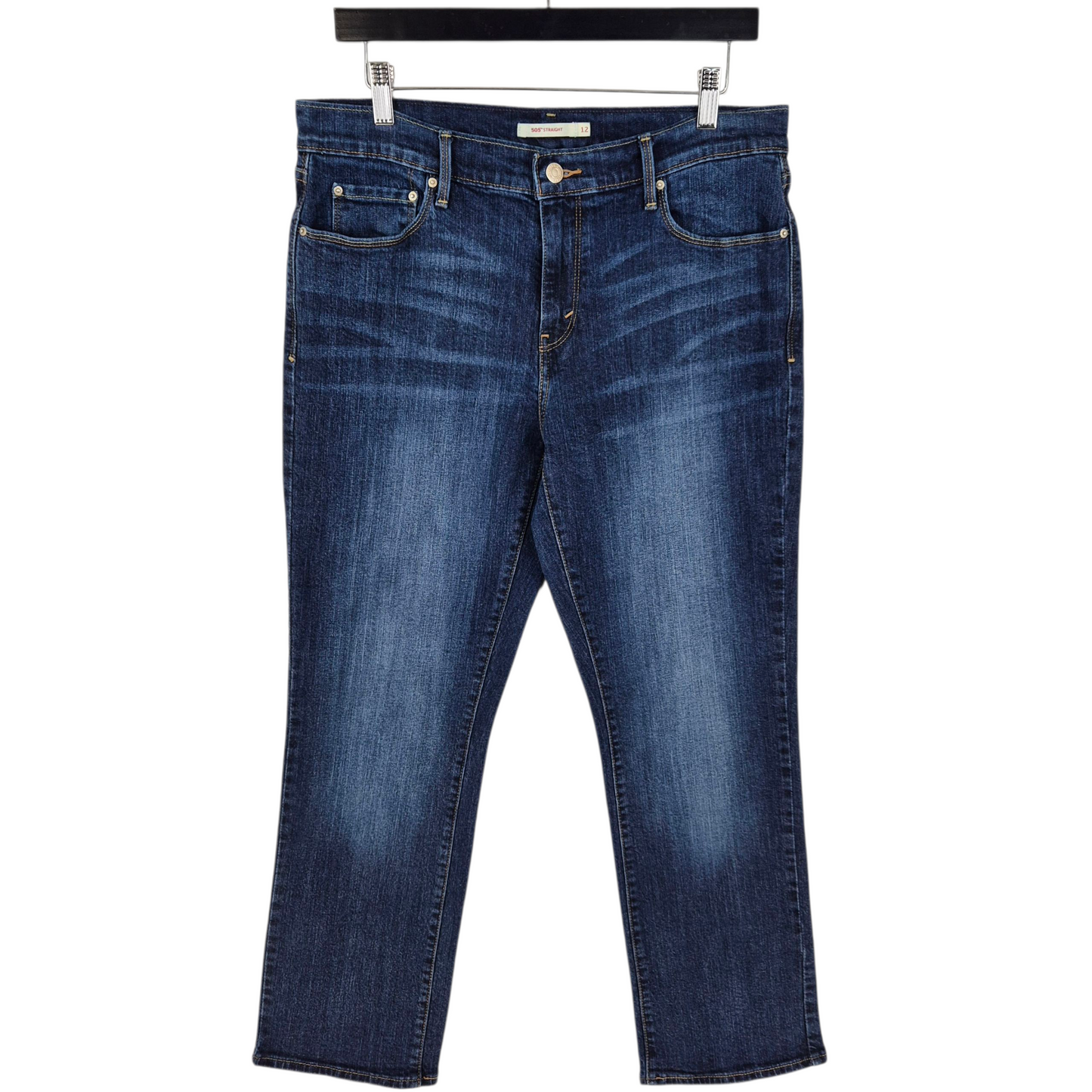 Levis 505 Jeans Womens Dark Blue Straight Leg Stretch Denim W32