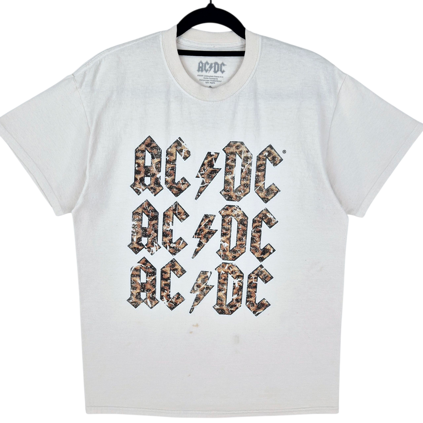 ACDC Cream Brown Cotton Tee Shirt Size M