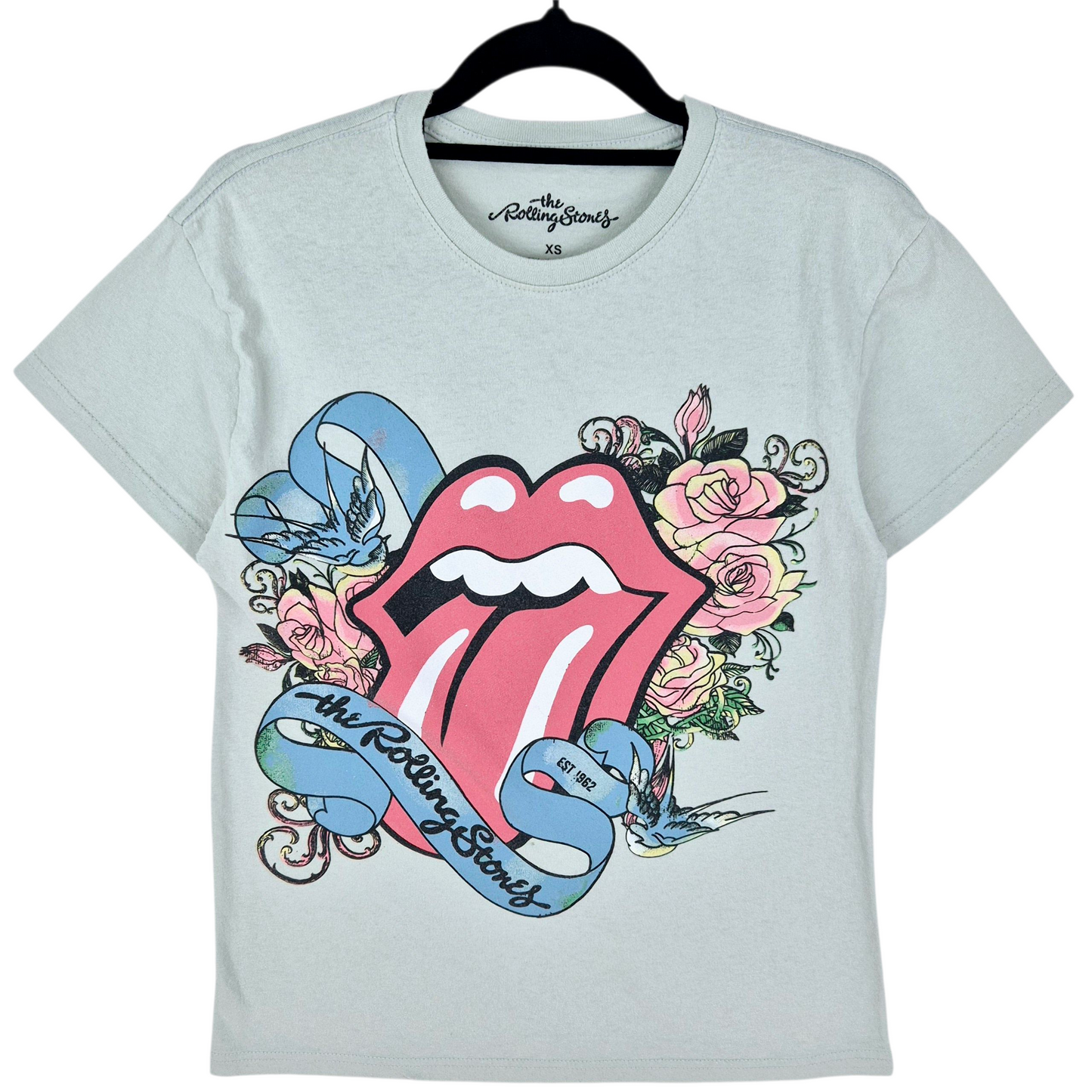 The Rolling Stones Womens Light Green Cotton Tee Shirt Size XS