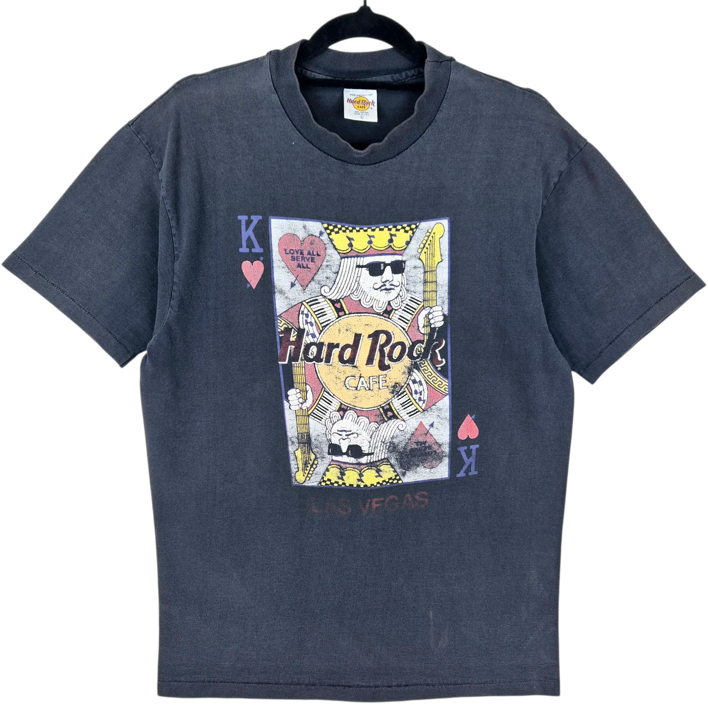 Vintage Hard Rock Cafe Las Vegas 80's Dark Grey Single Stitch Tee Shirt Size L
